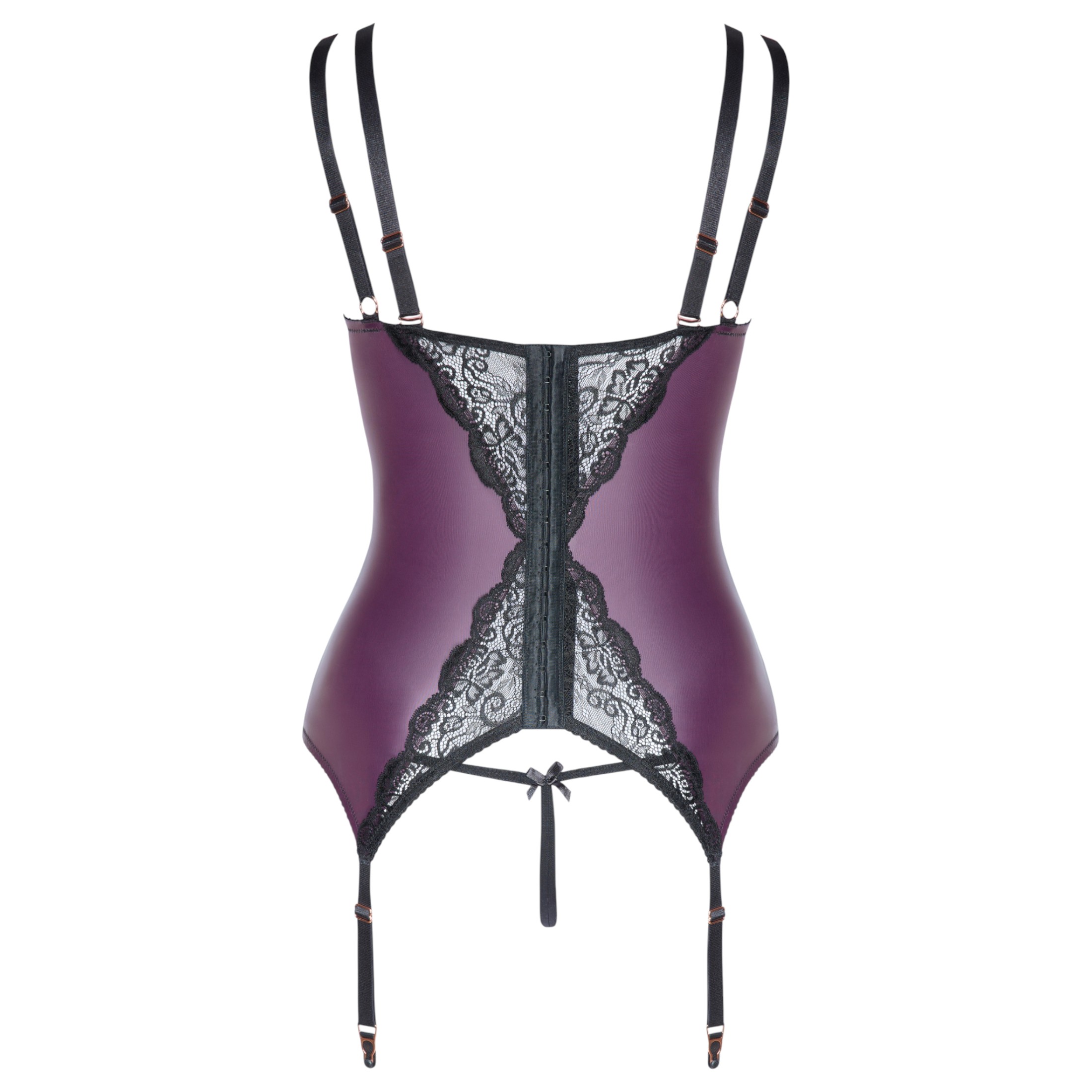 Cottelli Curves – csipkés, fűzős fehérnemű szett (lila)