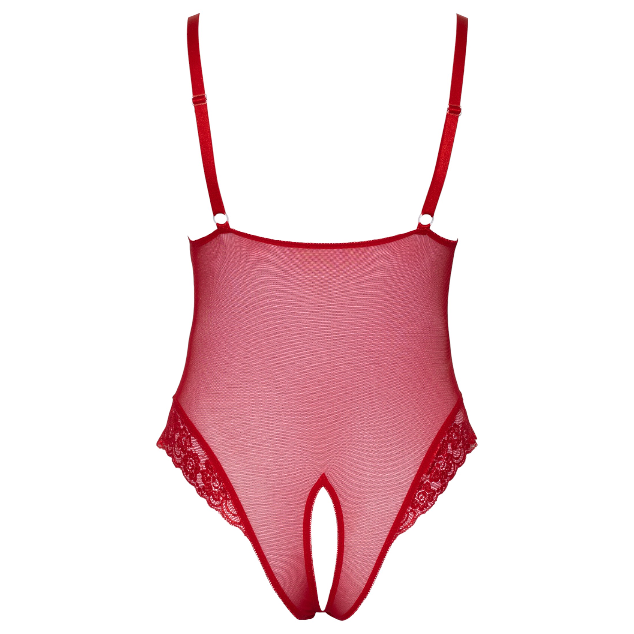 Cottelli Curves – áttetsző csipke body (piros)