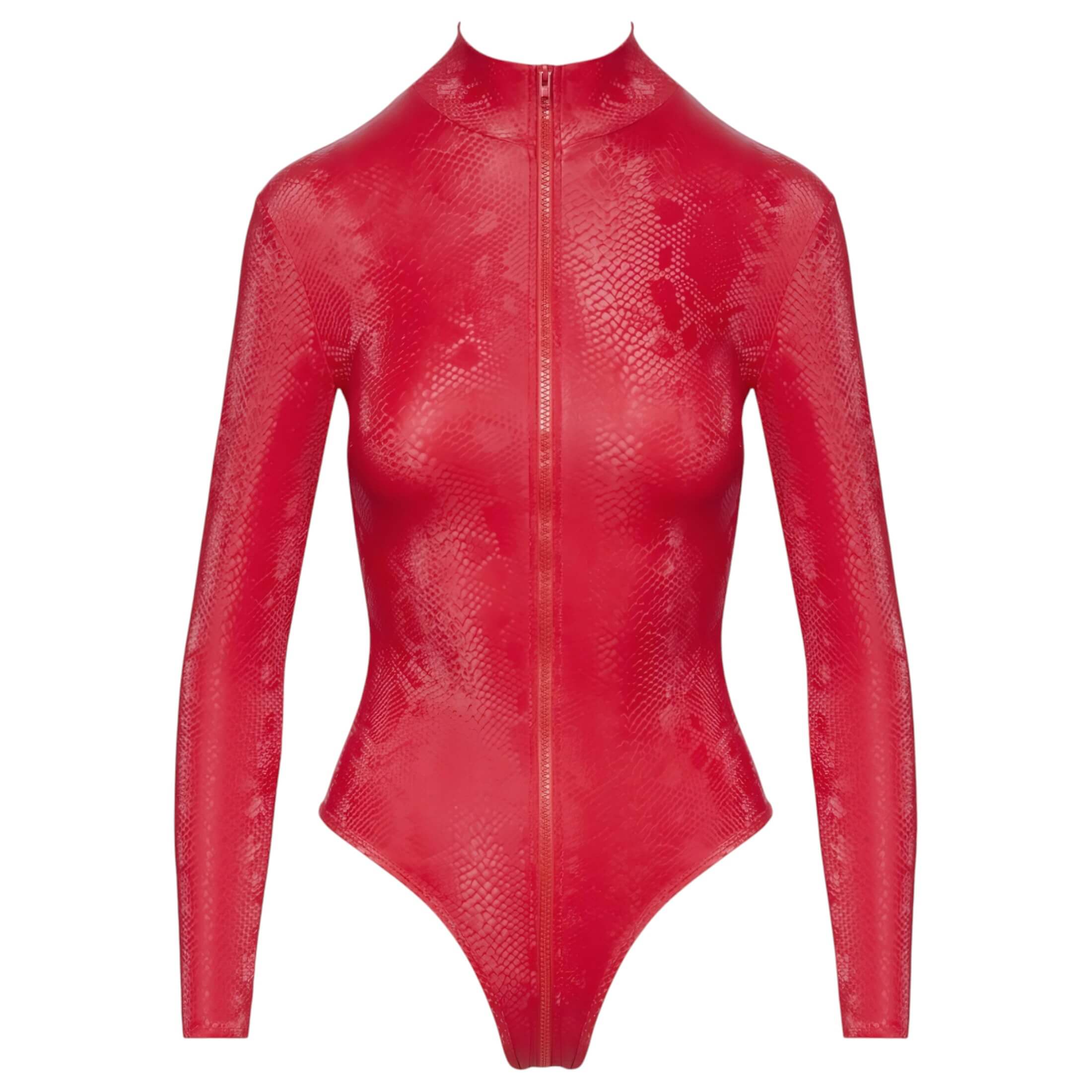 Cottelli – kígyóbőr mintás body (piros)