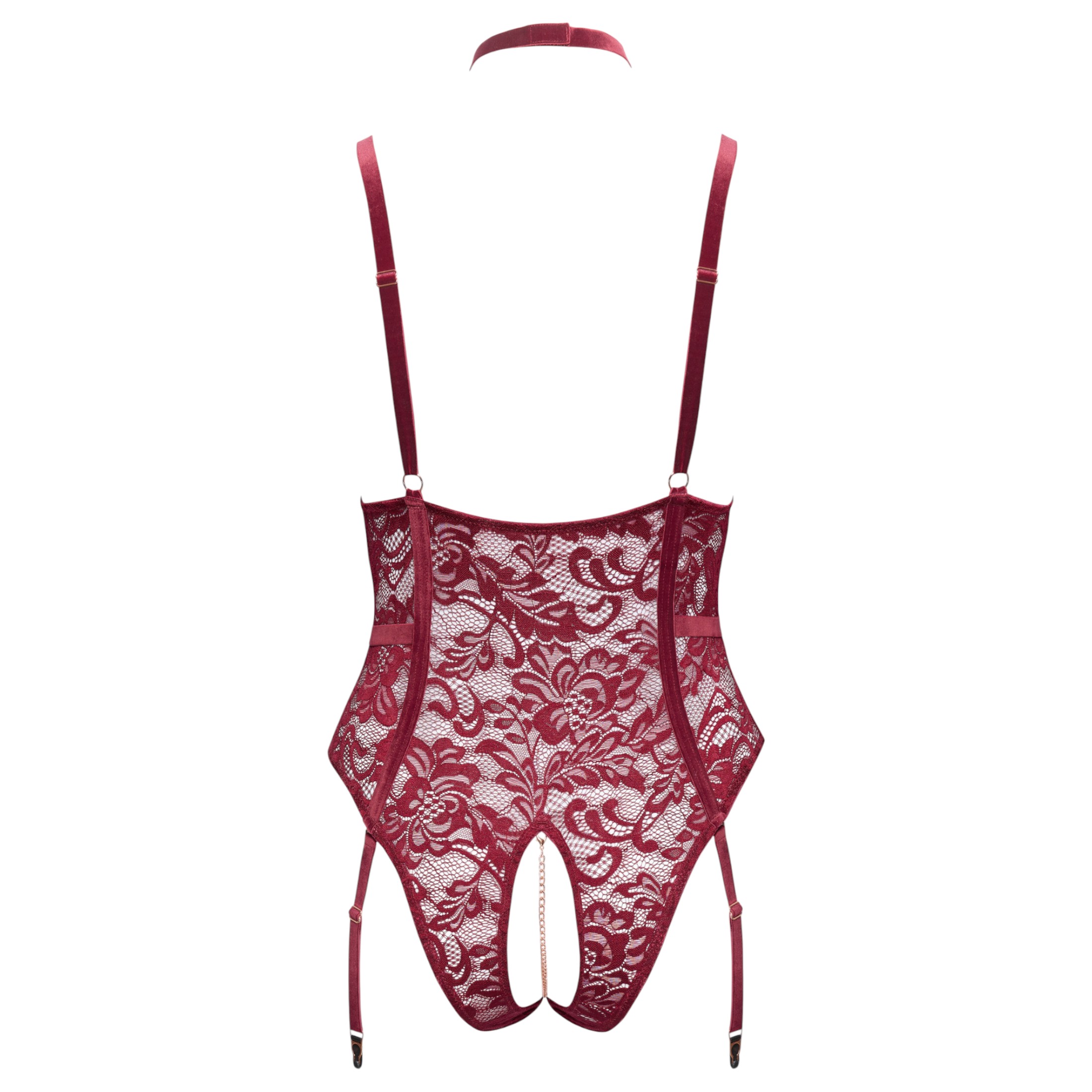 Cottelli Curves – láncos csipke body (piros)