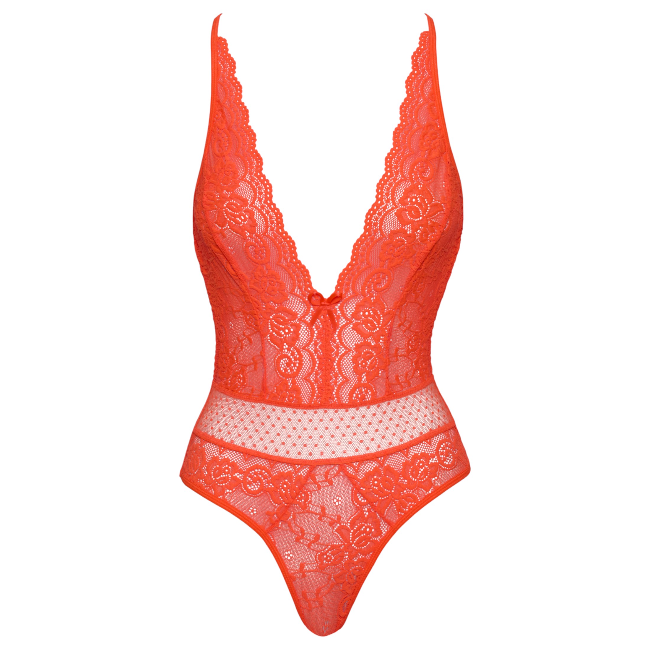Cottelli – keresztpántos csipke body (piros)