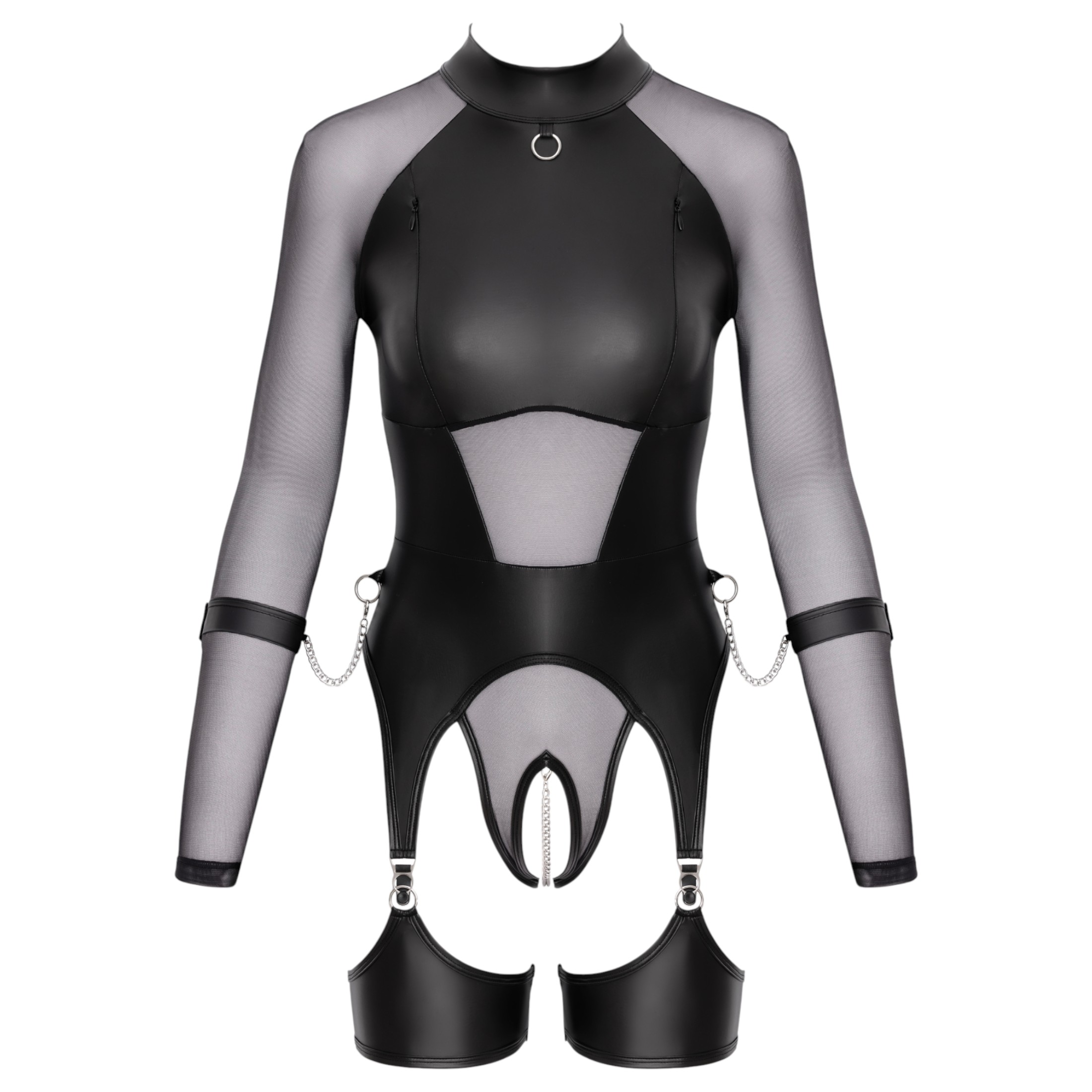 Cottelli Bondage – áttetsző felső bilincsekkel (fekete)