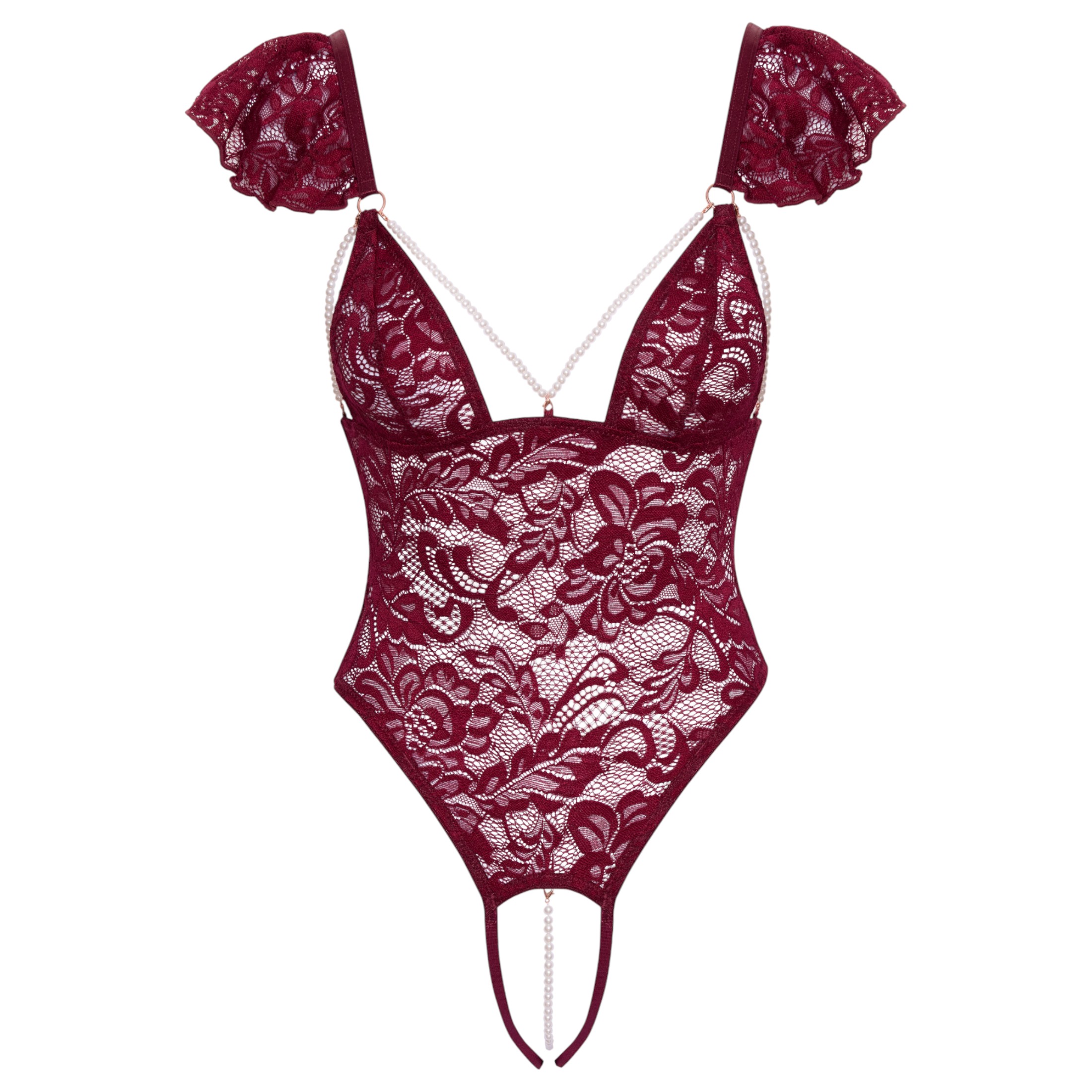 Cottelli – csipkés gyöngyös body (piros)