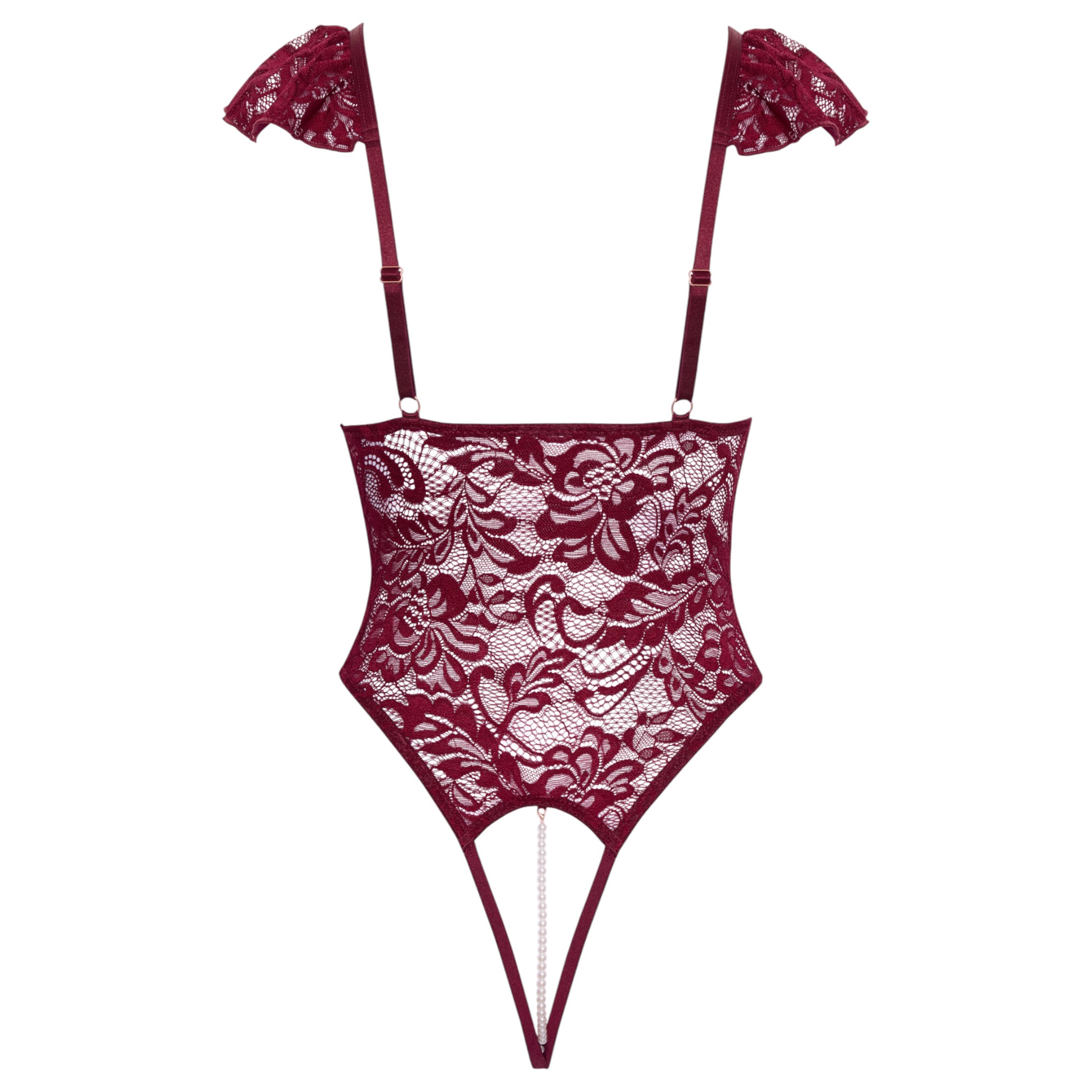 Cottelli – csipkés gyöngyös body (piros)
