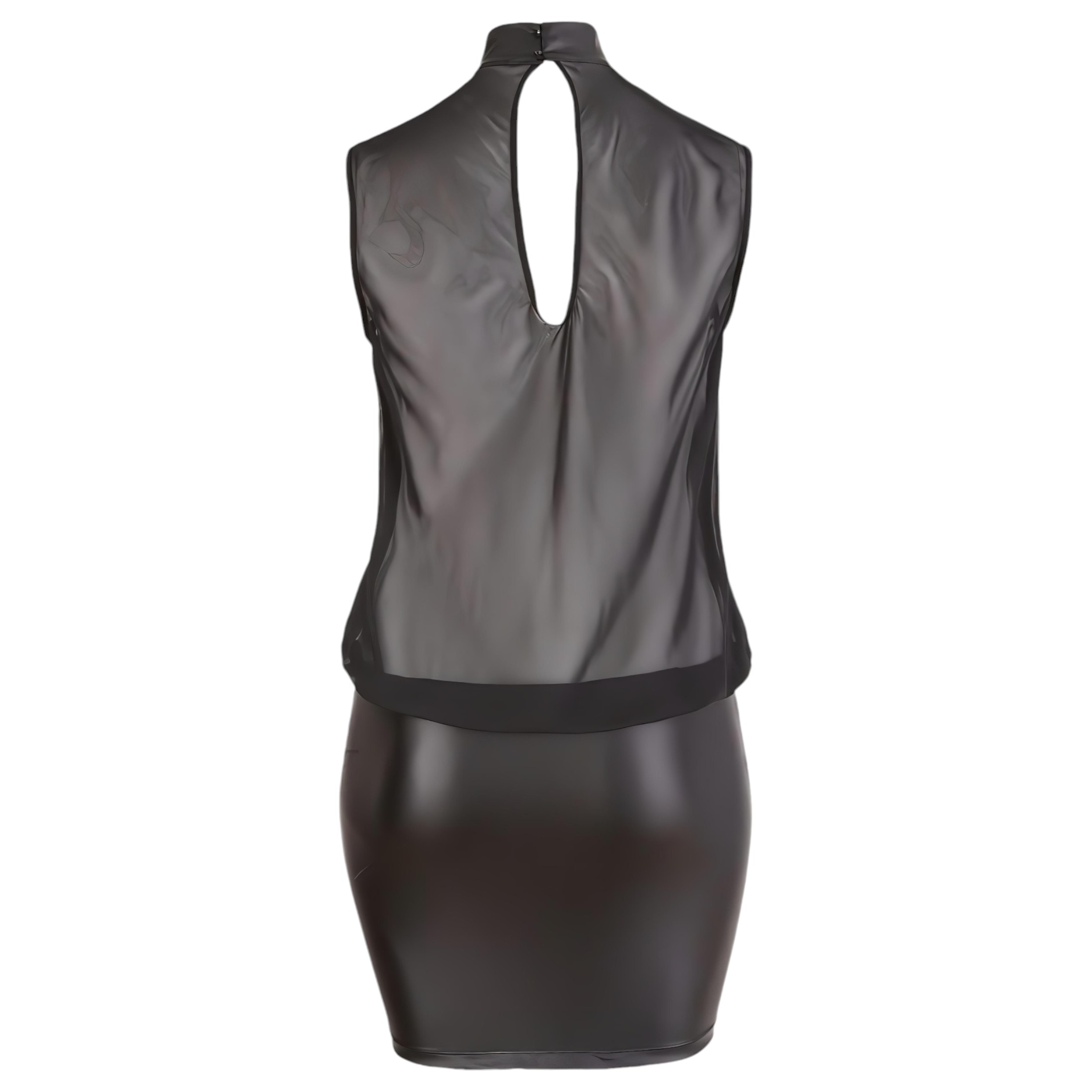 Cottelli Plus Size – fényes chiffon ruha (fekete)