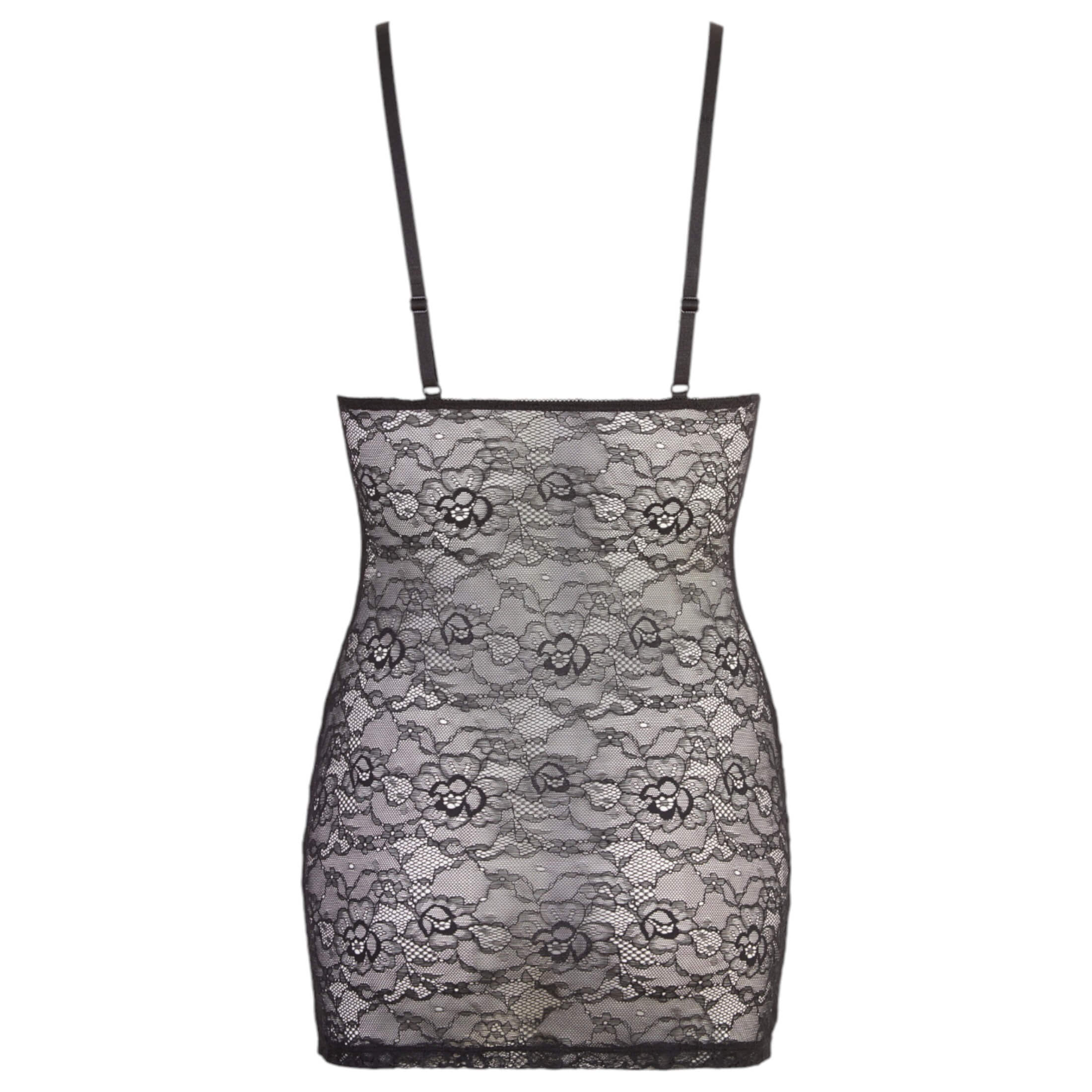 Cottelli – fényes csíkos csipke ruha (fekete)