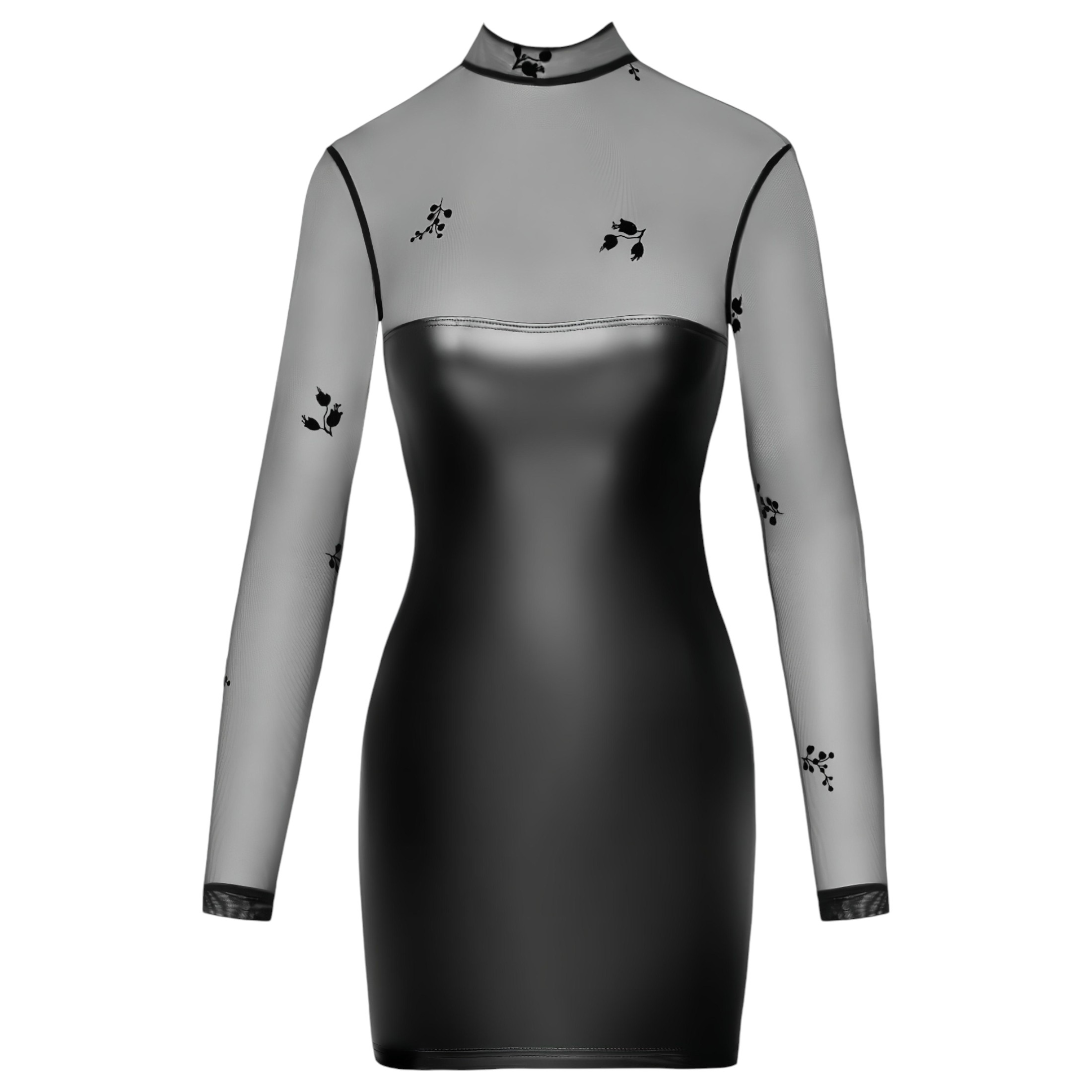 Noir – átlátszó felsős fényes ruha (fekete)