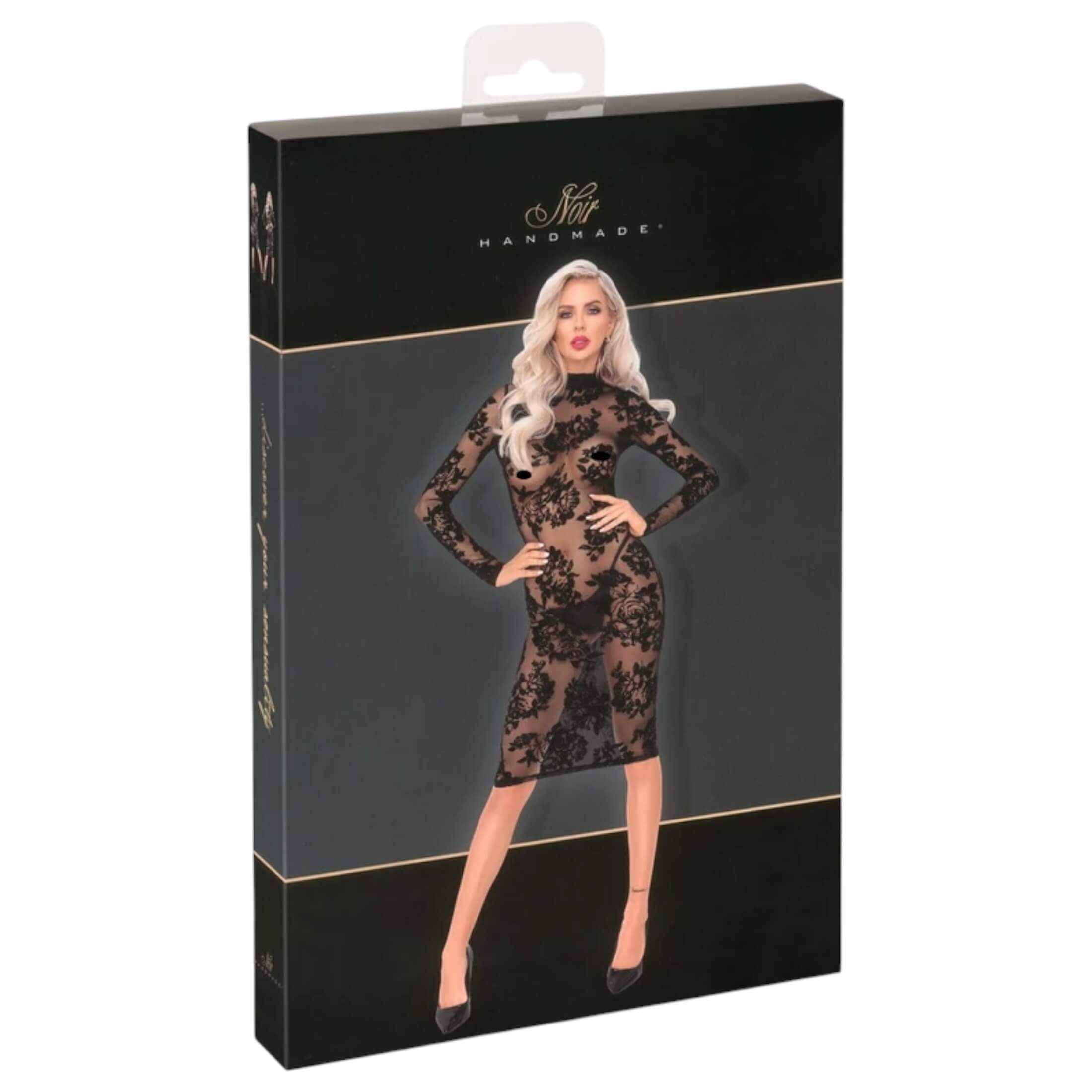 / Noir – rózsás, hosszúujjú ruha (fekete)