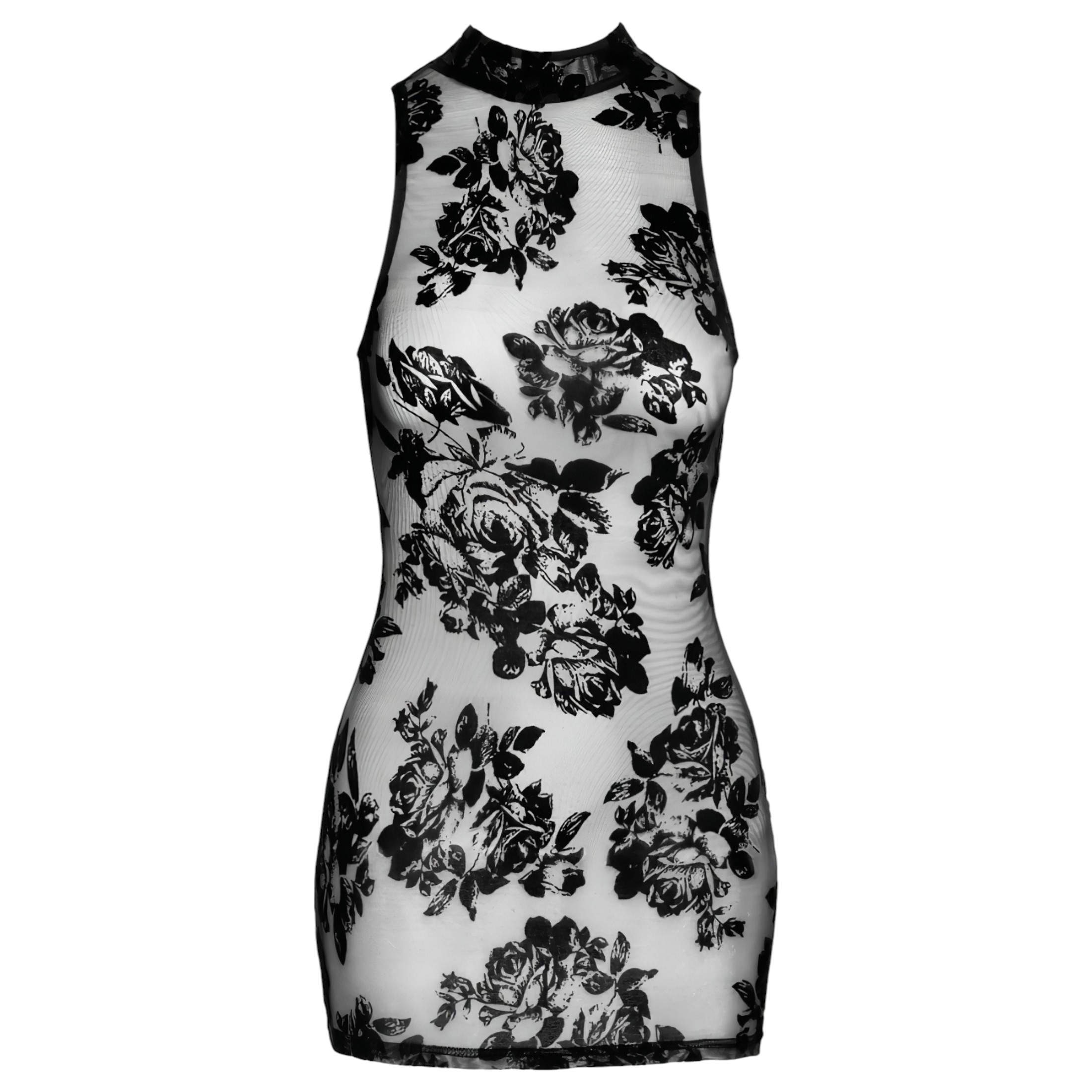 / Noir – rózsás, ujjatlan miniruha (fekete)