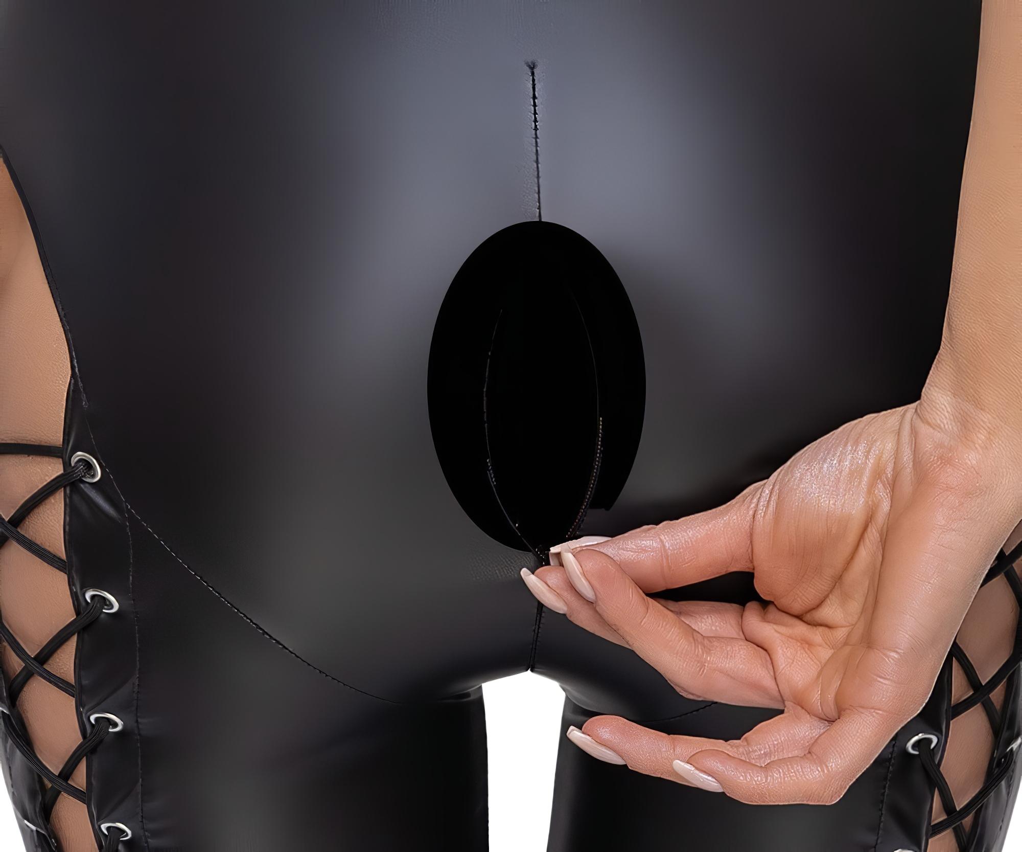 Cottelli Party – nyakpántos fűzős overál (fekete)