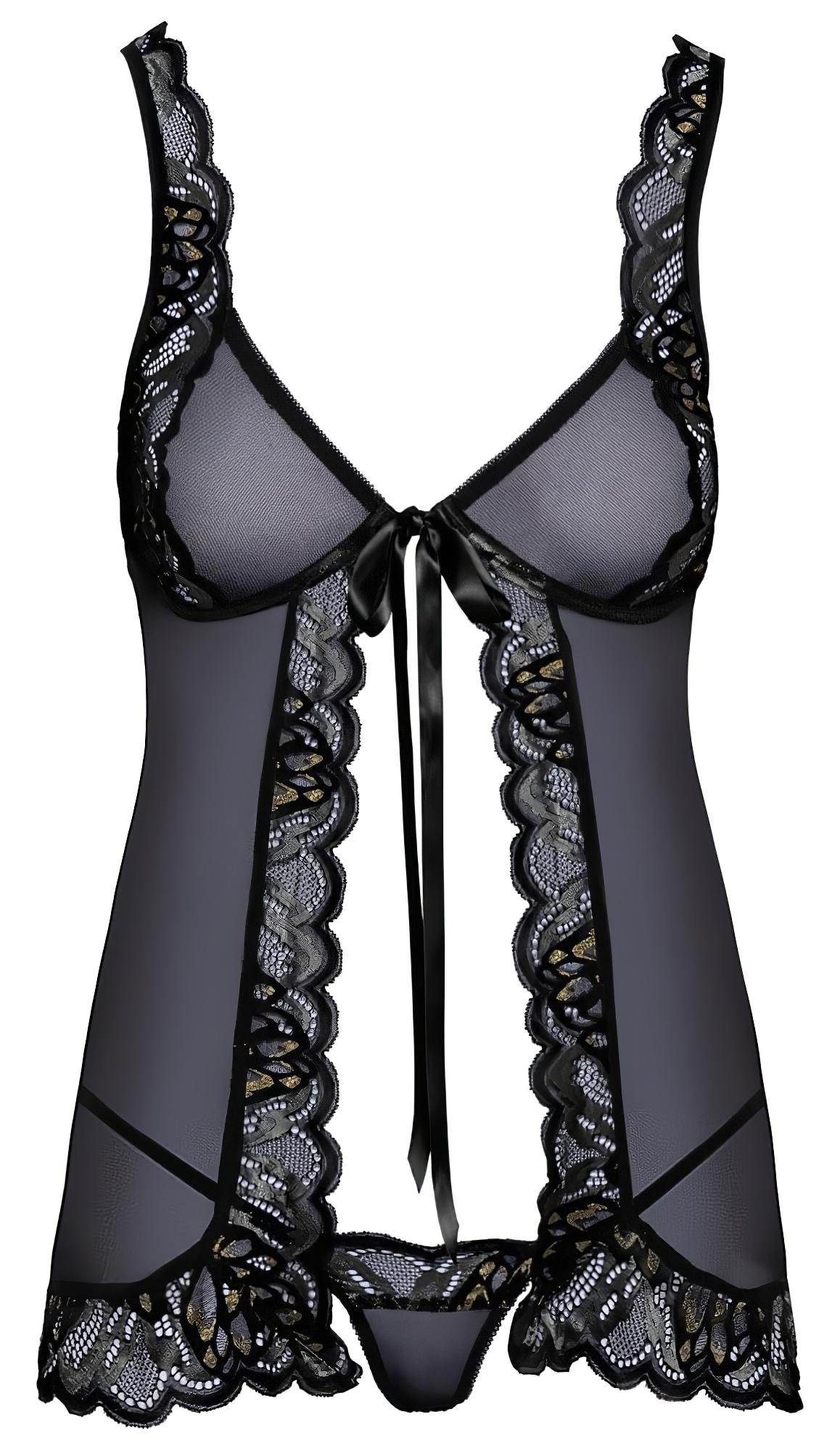Kissable – nyitott babydoll (fekete)