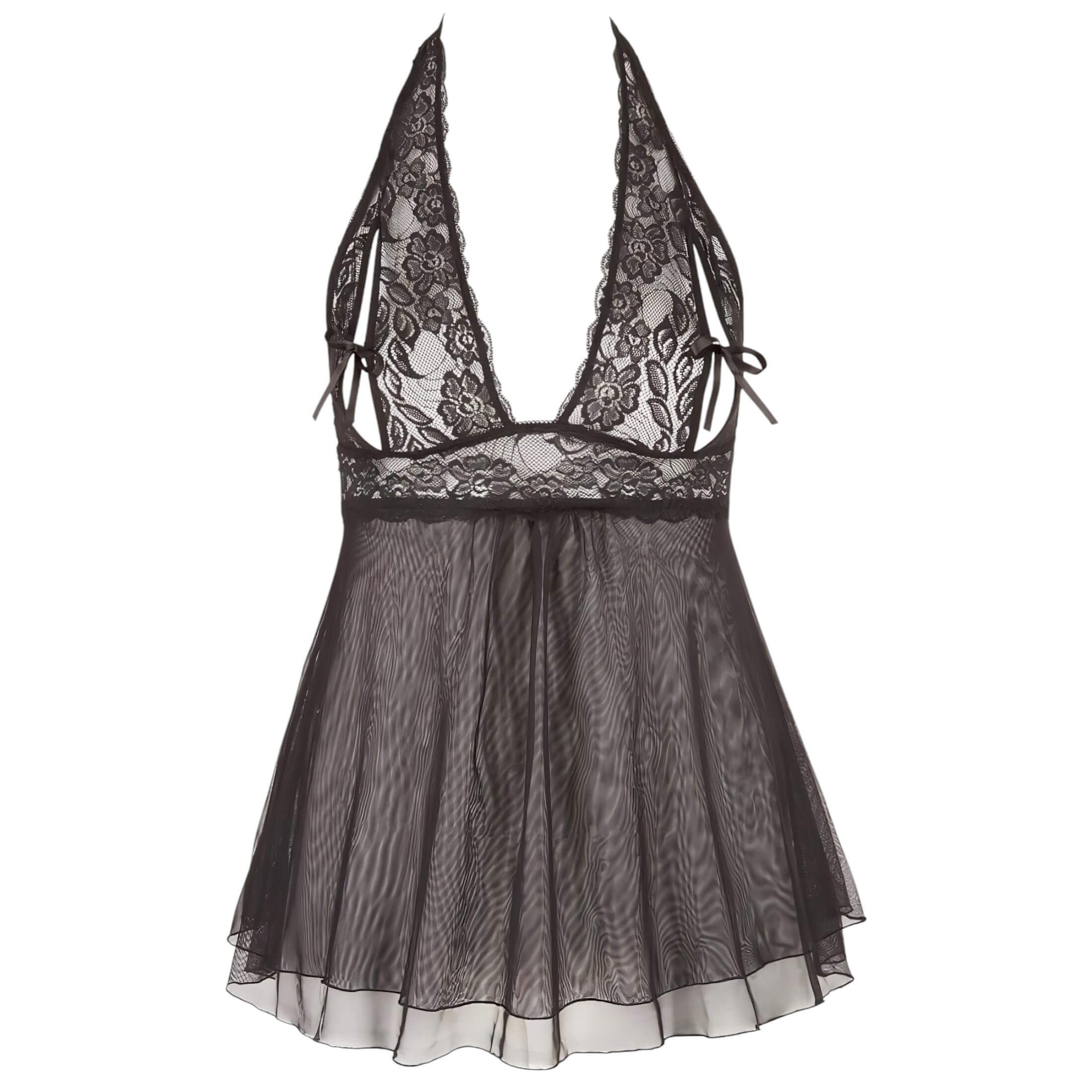 Cottelli Plus Size – csipkés lenge babydoll (fekete)