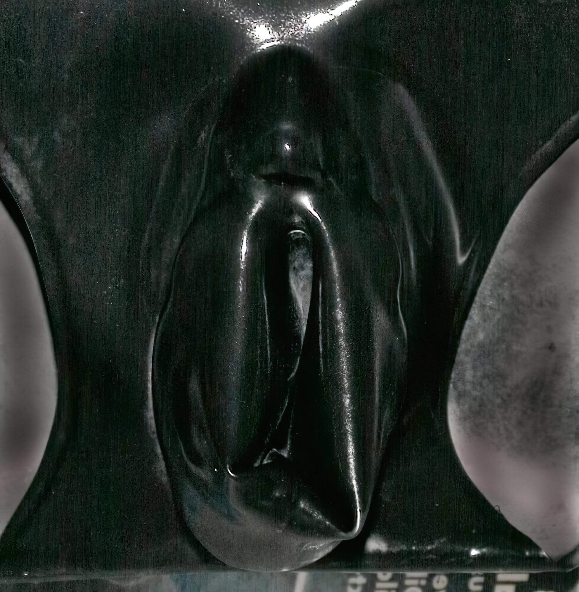 LATEX – női bugyi hüvelyóvszerrel (fekete)