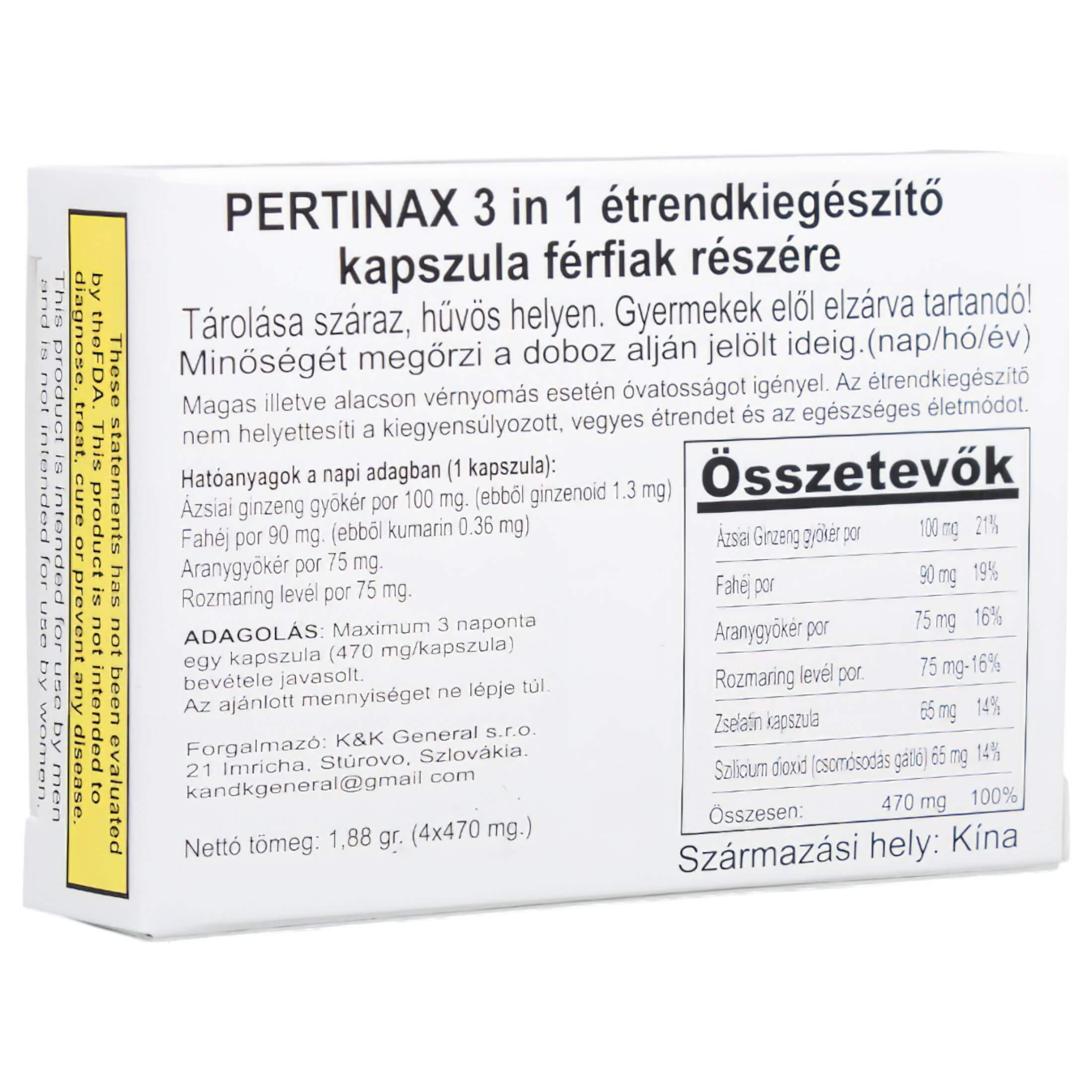 Pertinax 3in1 Plus – étrend kiegészítő kapszula férfiaknak (4db)
