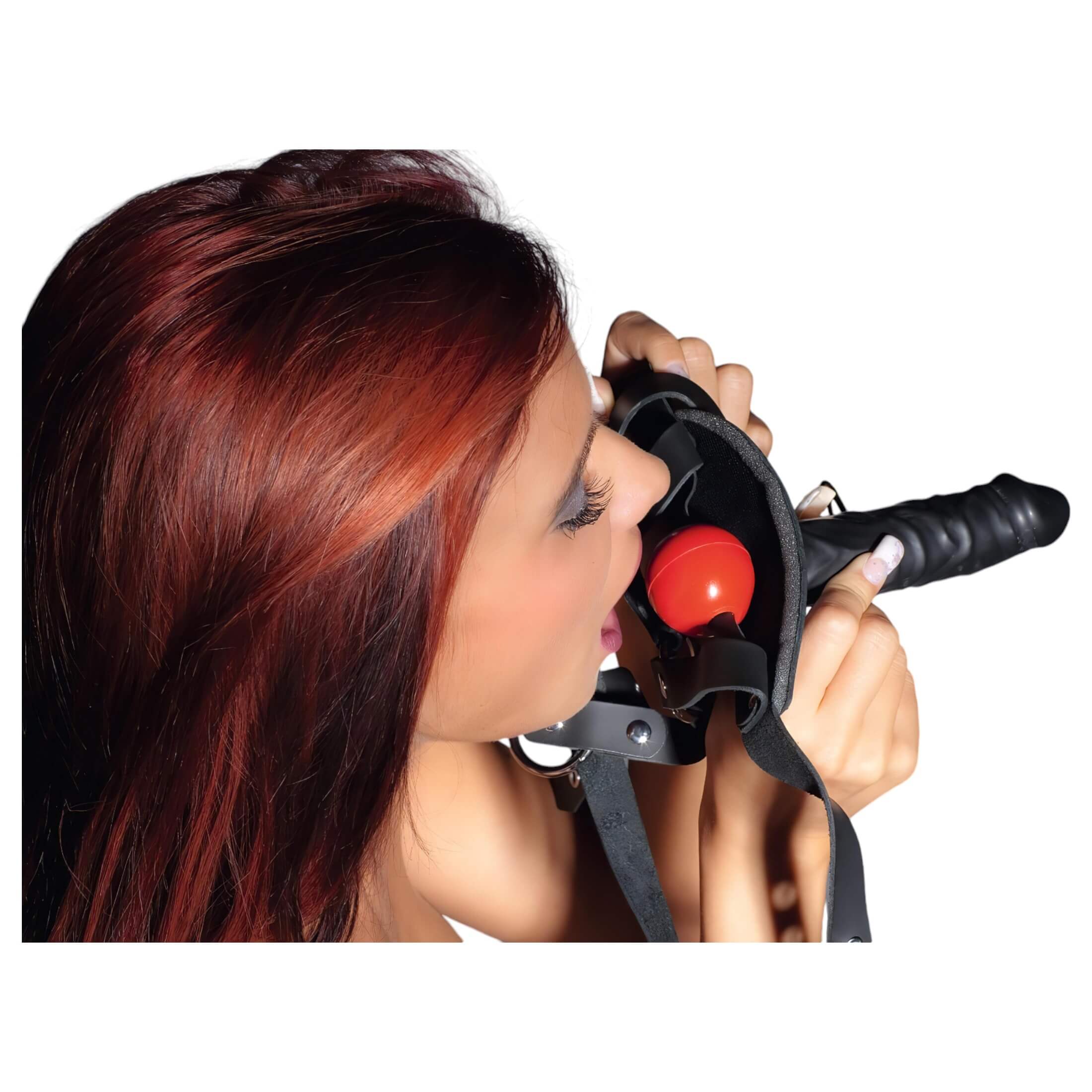 ZADO – bőr szerszám dildóval (fekete)