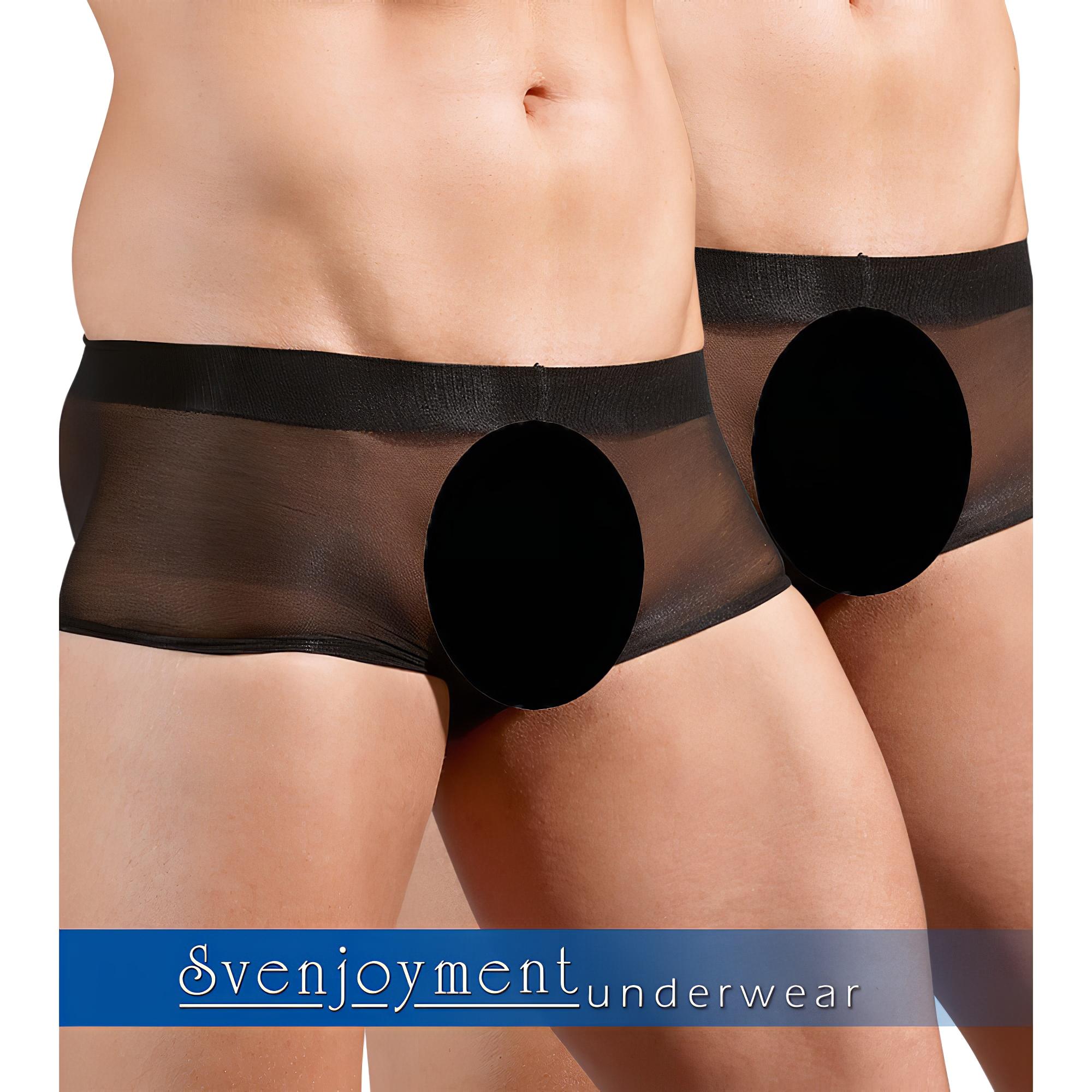 Svenjoyment – átlátszó boxer szett – fekete (2 részes) S-L