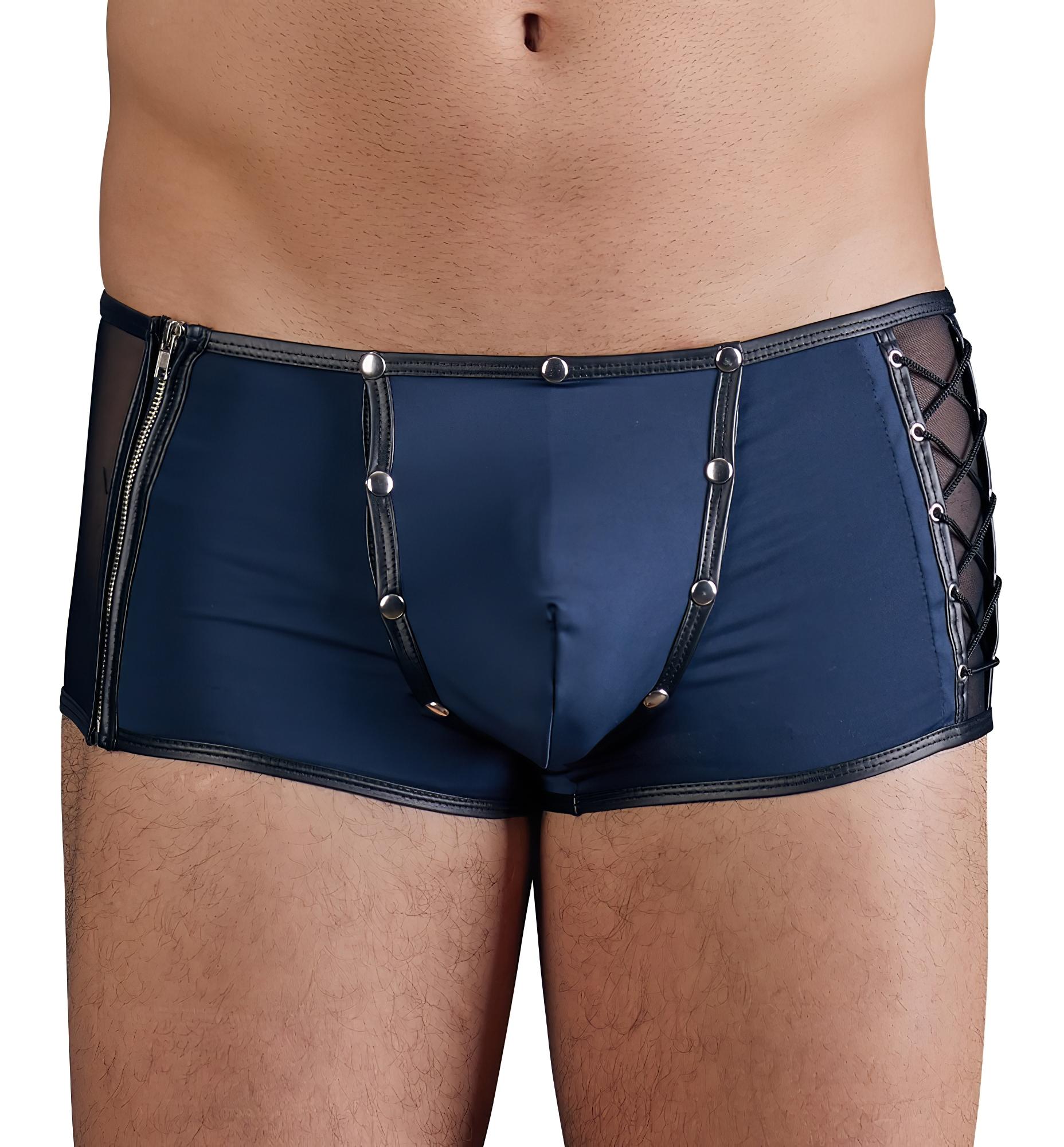 NEK – fekete fűzős-necc betétes boxer (kék)