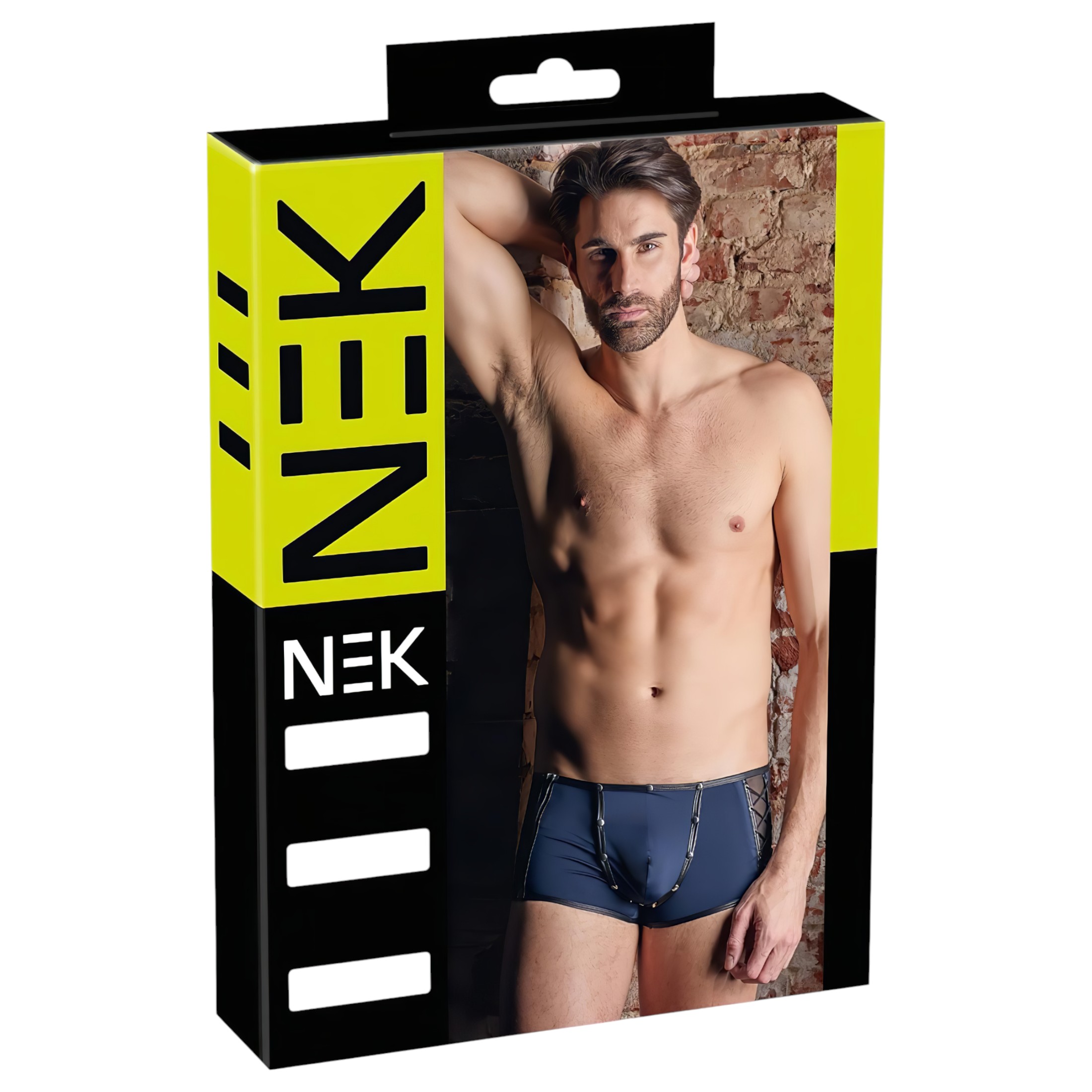 NEK – fekete fűzős-necc betétes boxer (kék)