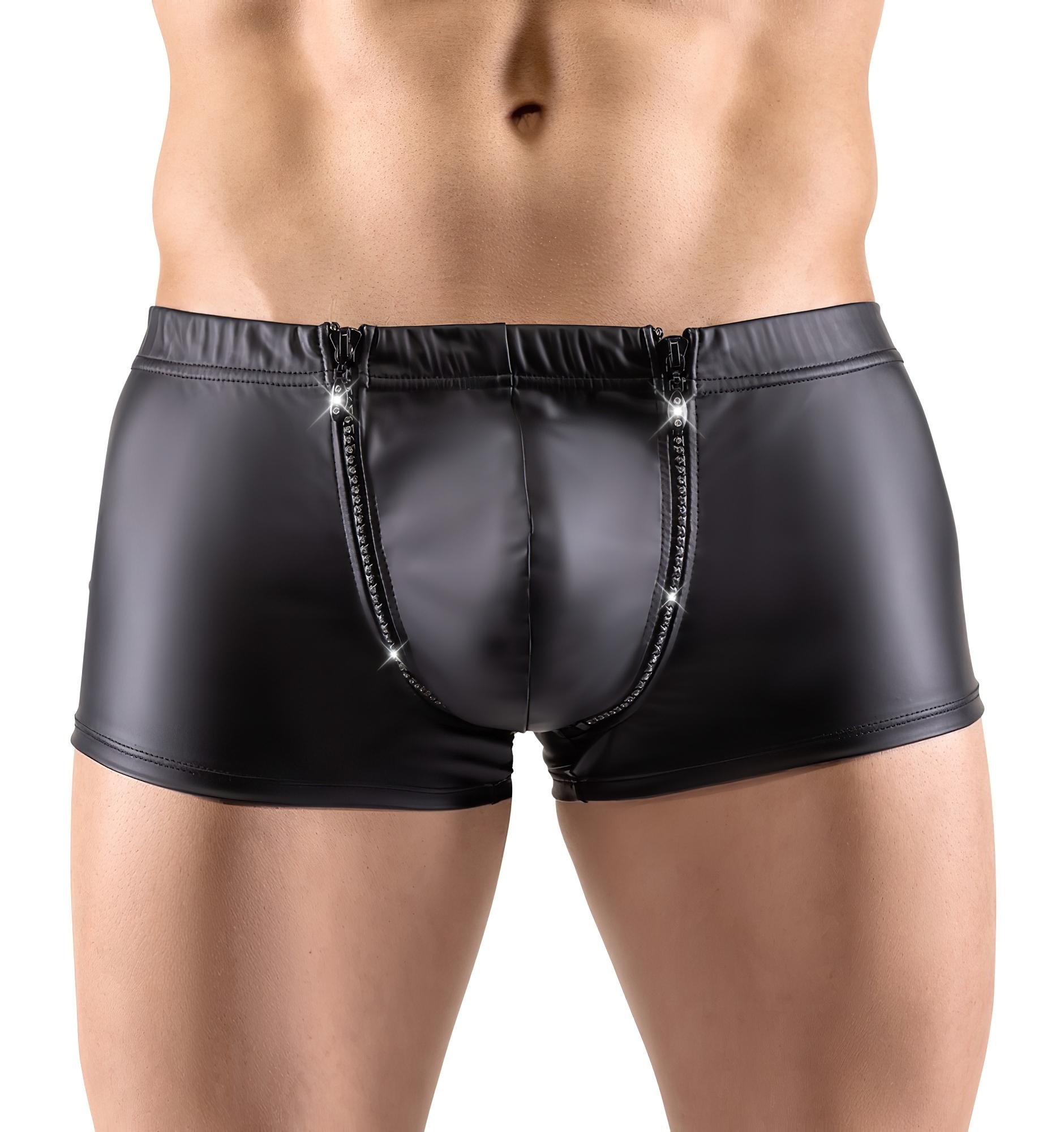 / Svenjoyment – strasszos cipzáras matt boxer (fekete)