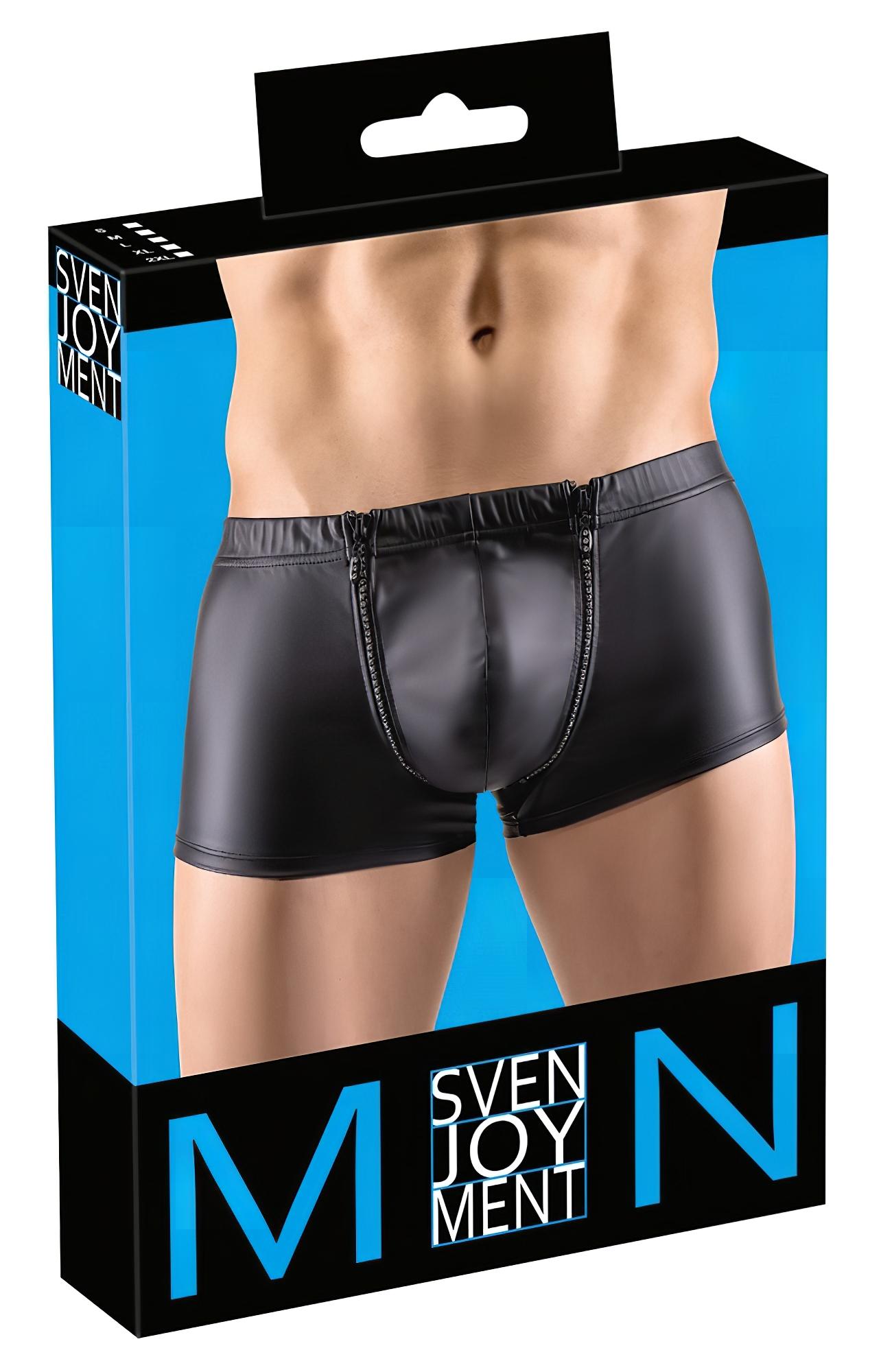/ Svenjoyment – strasszos cipzáras matt boxer (fekete)