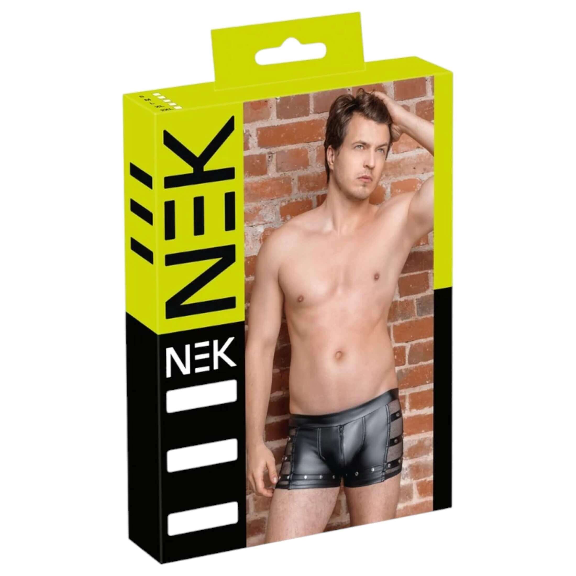 NEK – szegecses, cipzáras boxer (fekete)