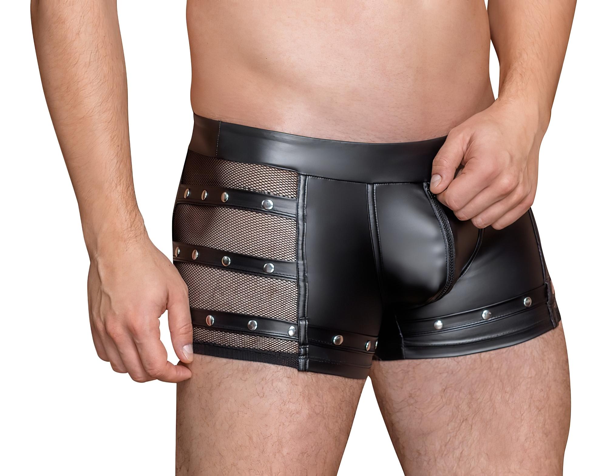 NEK – szegecses, cipzáras boxer (fekete)
