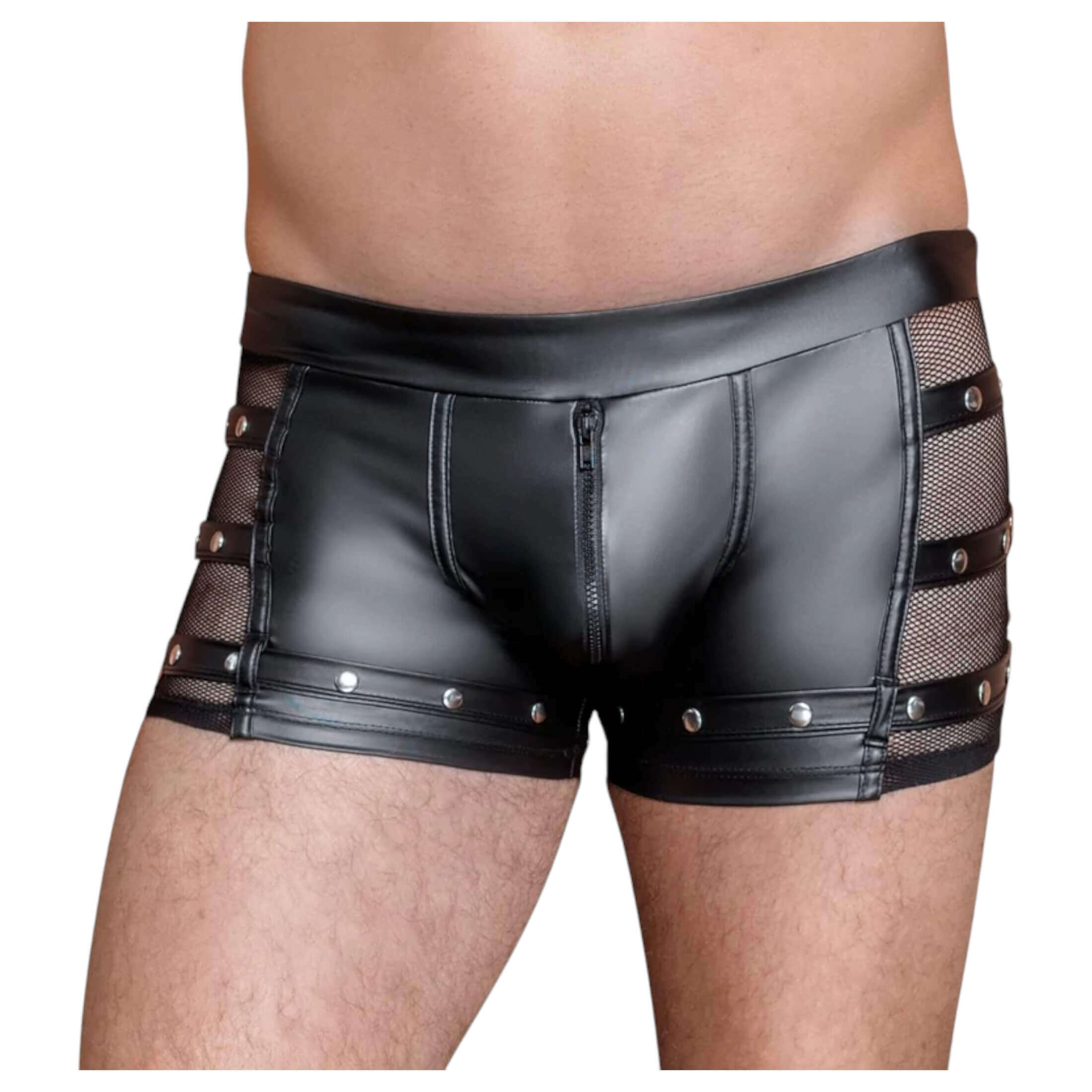 NEK – szegecses, cipzáras boxer (fekete)