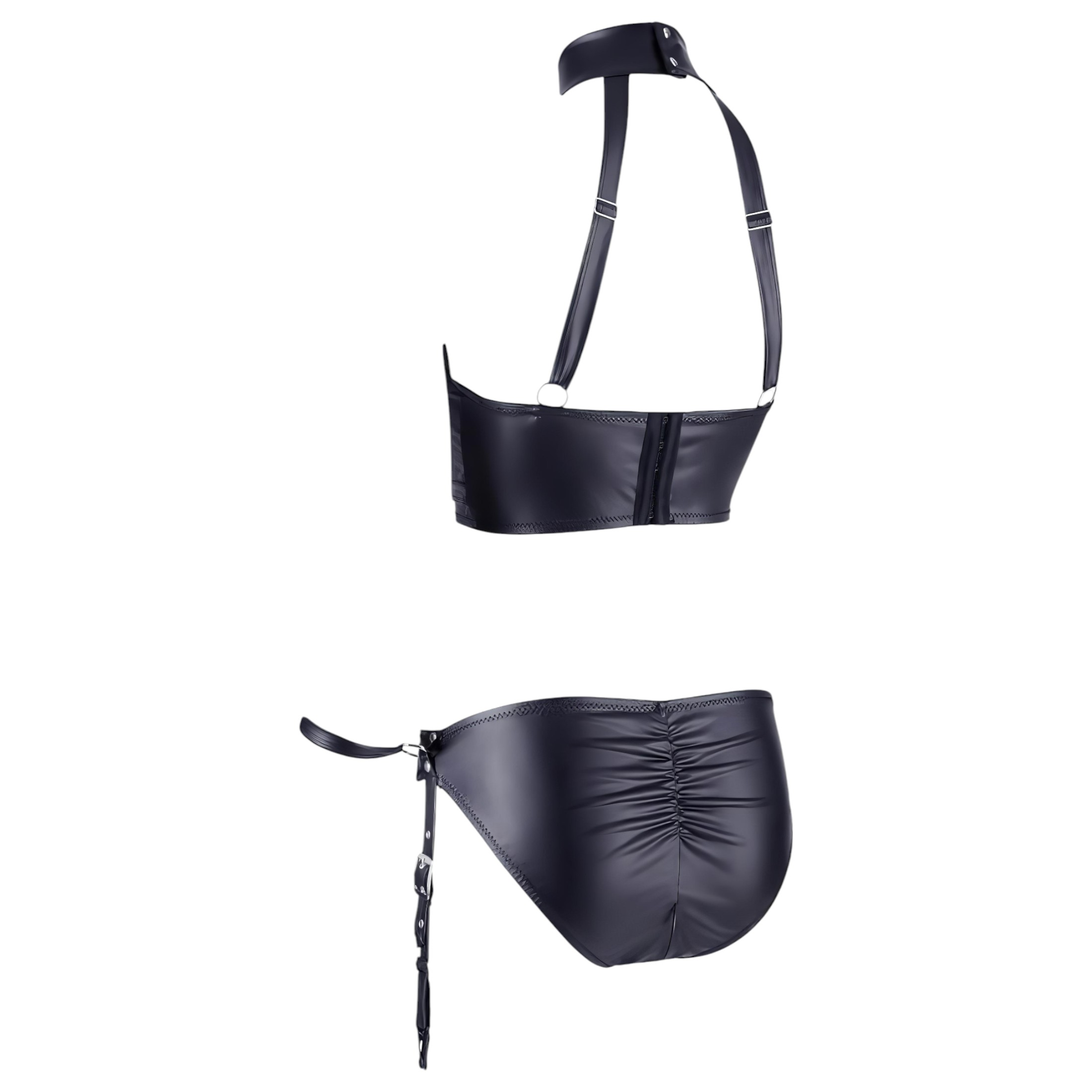 Cottelli Bondage – fényes mellemelő szett bilinccsel (fekete)