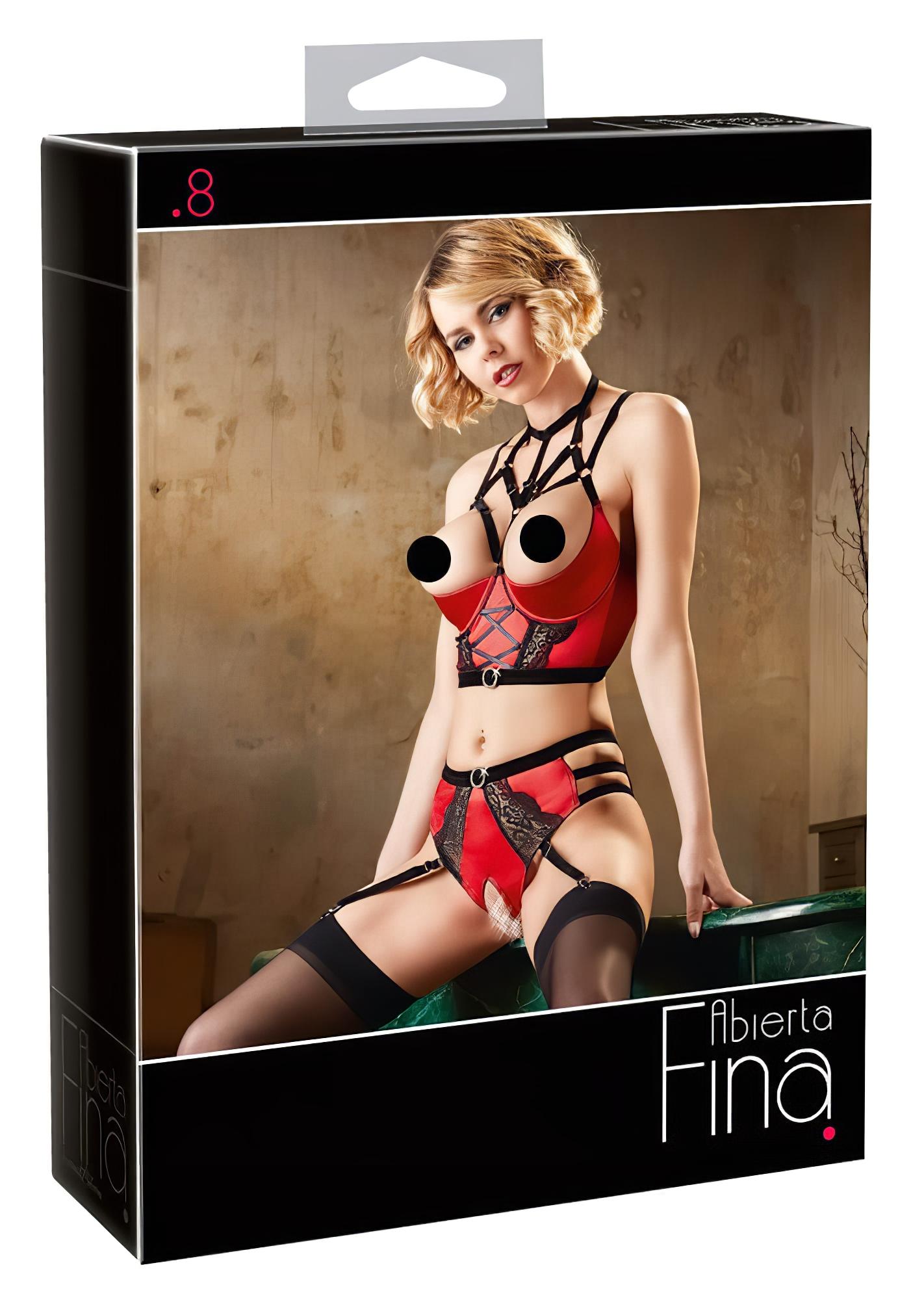 Abierta Fina – gyűrűs mellemelő szett (piros)