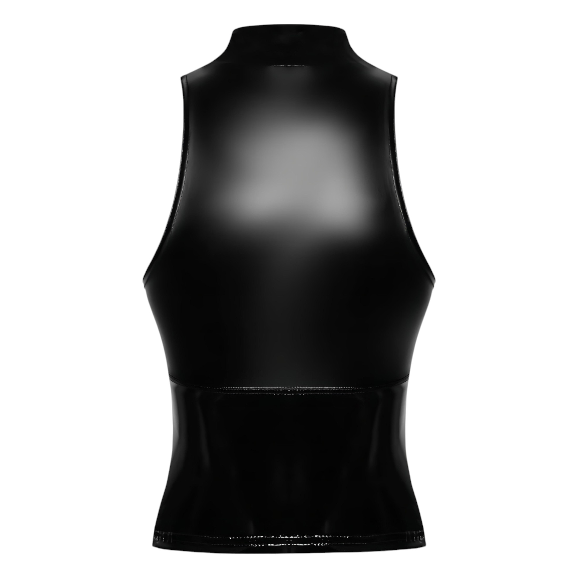 Noir – fényes cipzáras top (fekete)