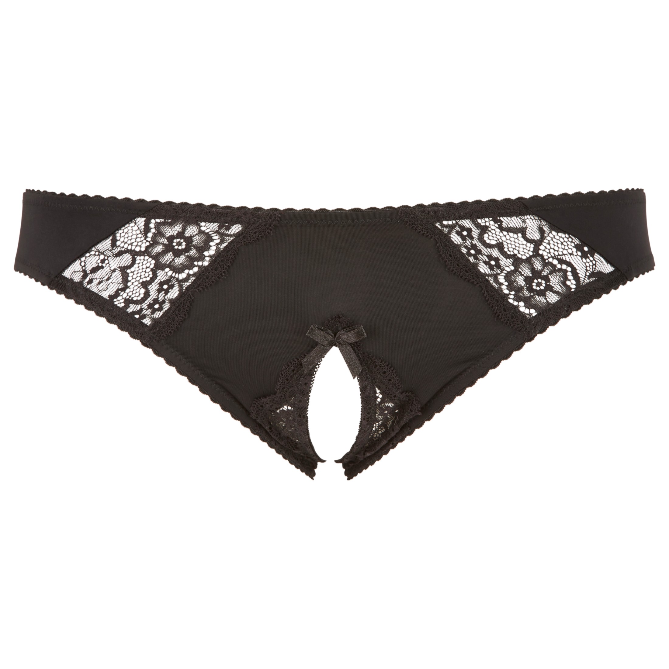 Cottelli Plus Size – csipkés, nyitott bugyi (fekete)