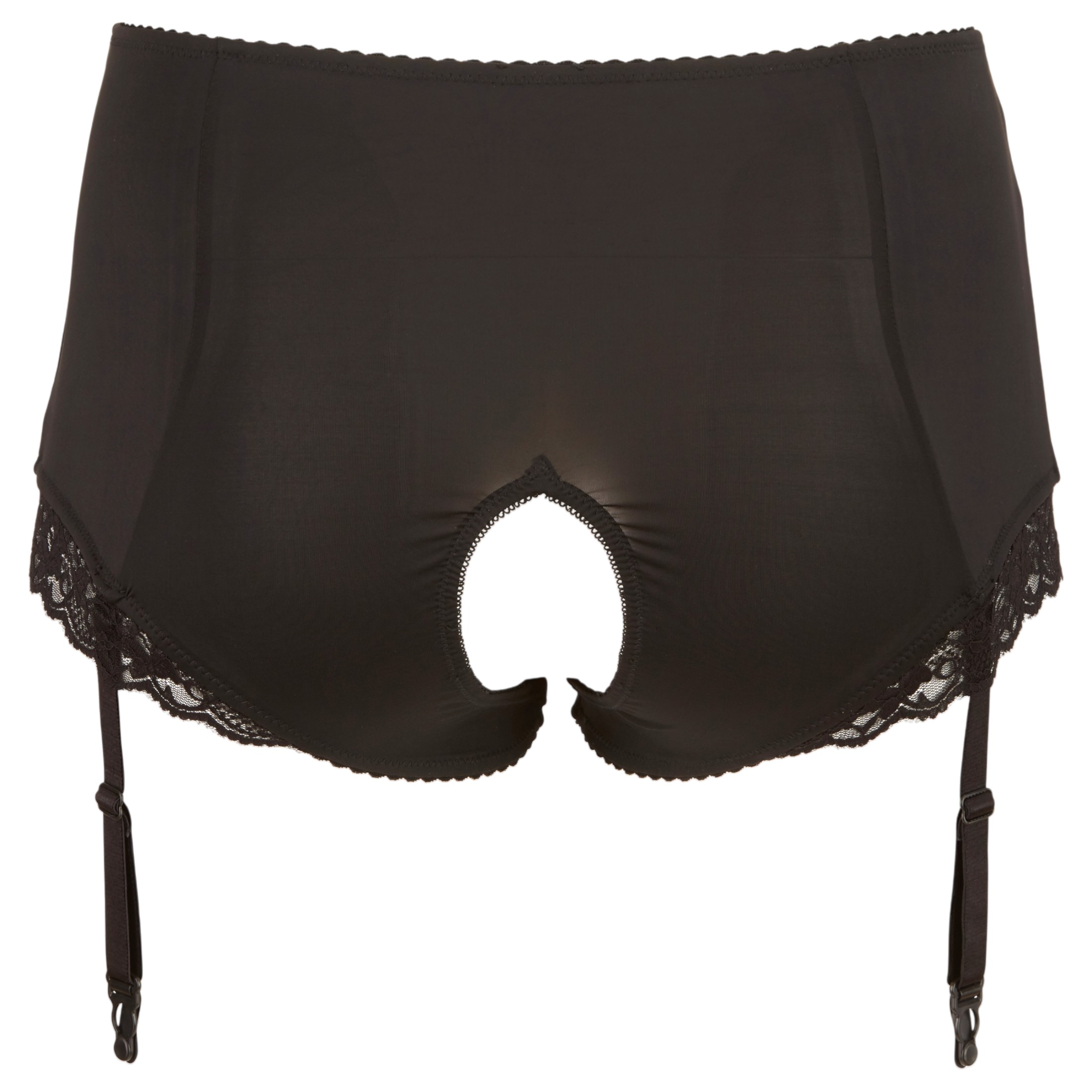 Cottelli Plus Size – harisnyatartós nyitott bugyi (fekete)