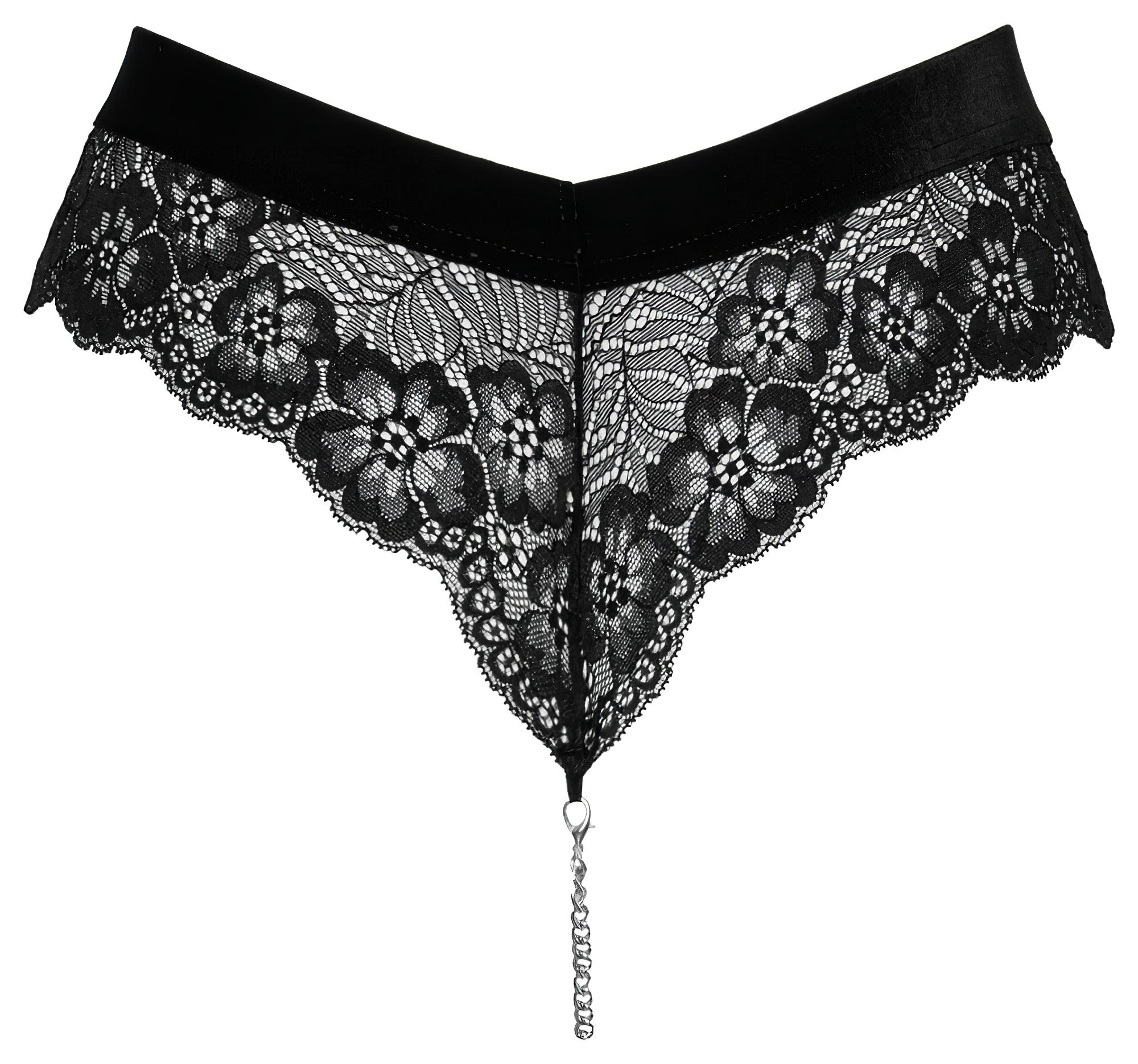 Cottelli Party – láncos csipke bugyi (fekete)