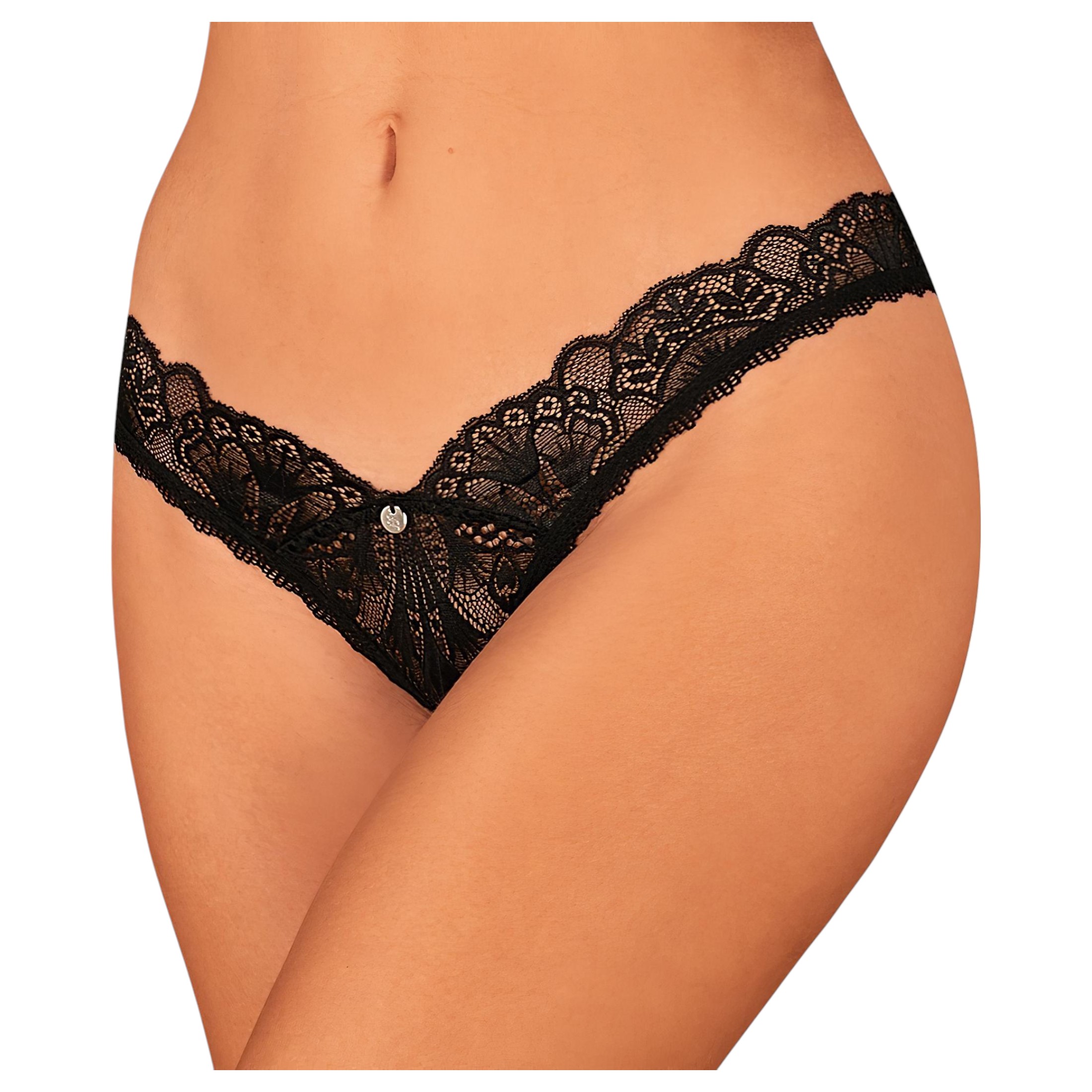 Obsessive Donna Dream – csipkés nyitott tanga (fekete)
