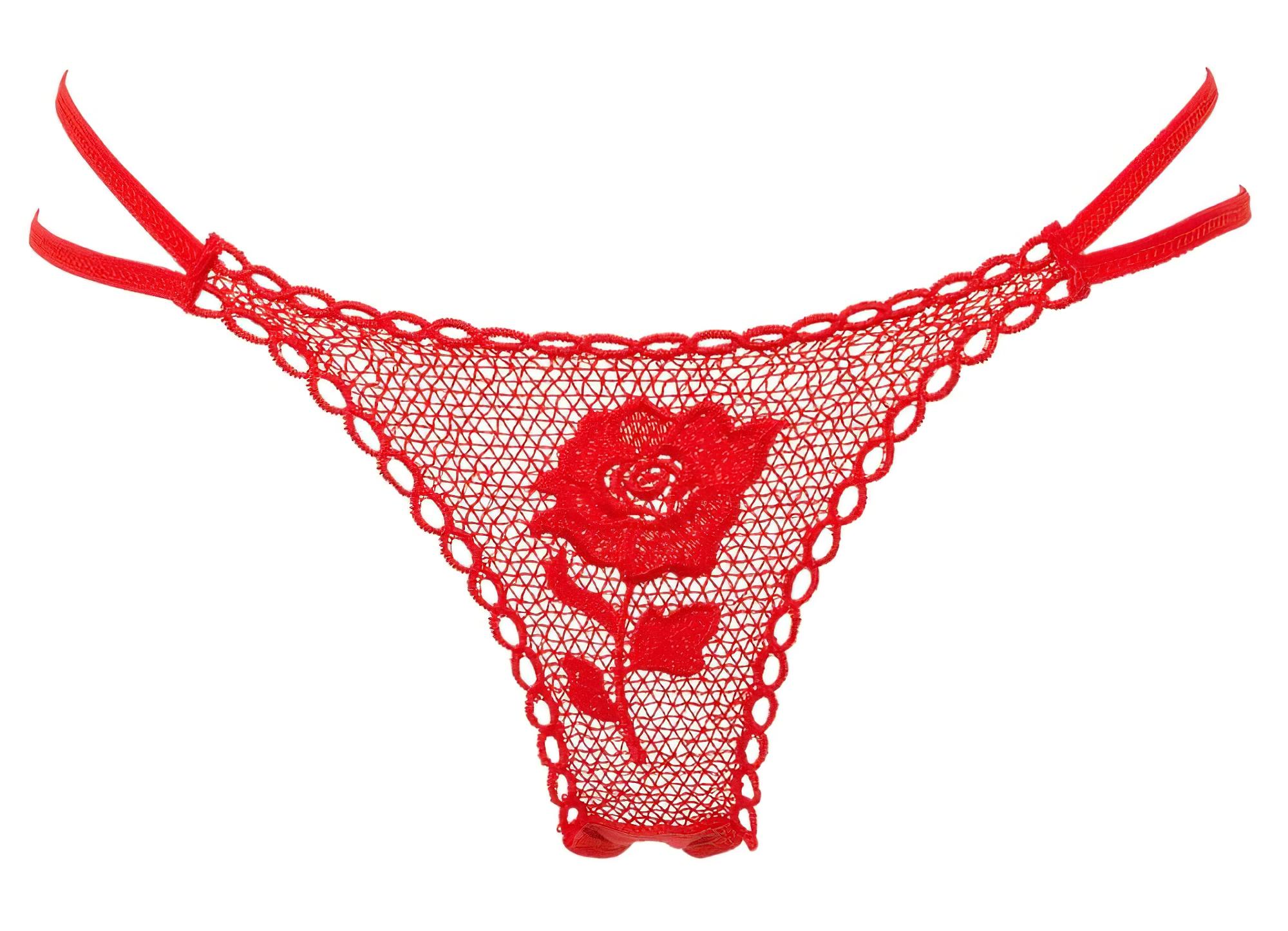Panty Rose – rózsaszálba rejtett tanga – piros (S-L)