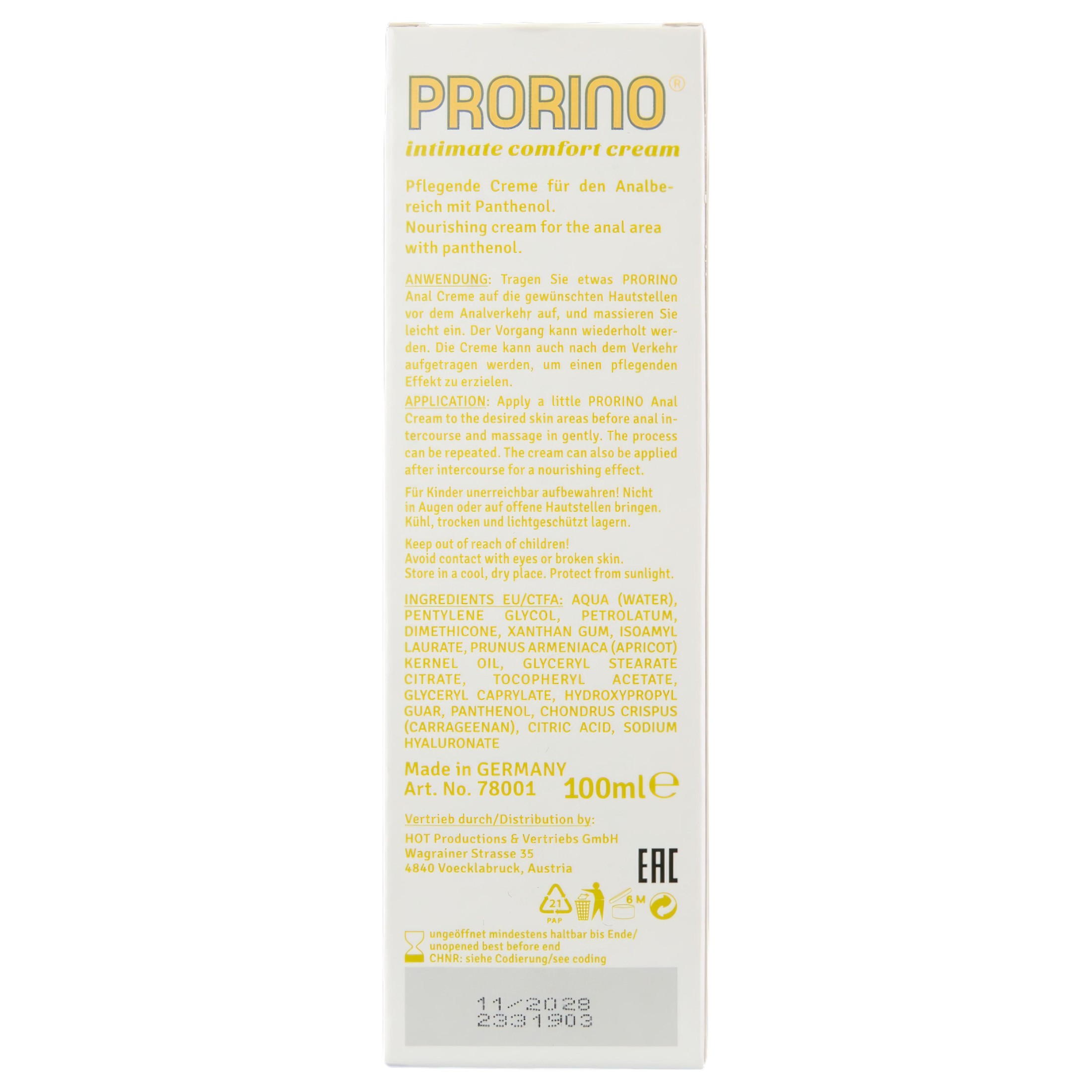 HOT Prorino – anál ápoló krém (100ml)