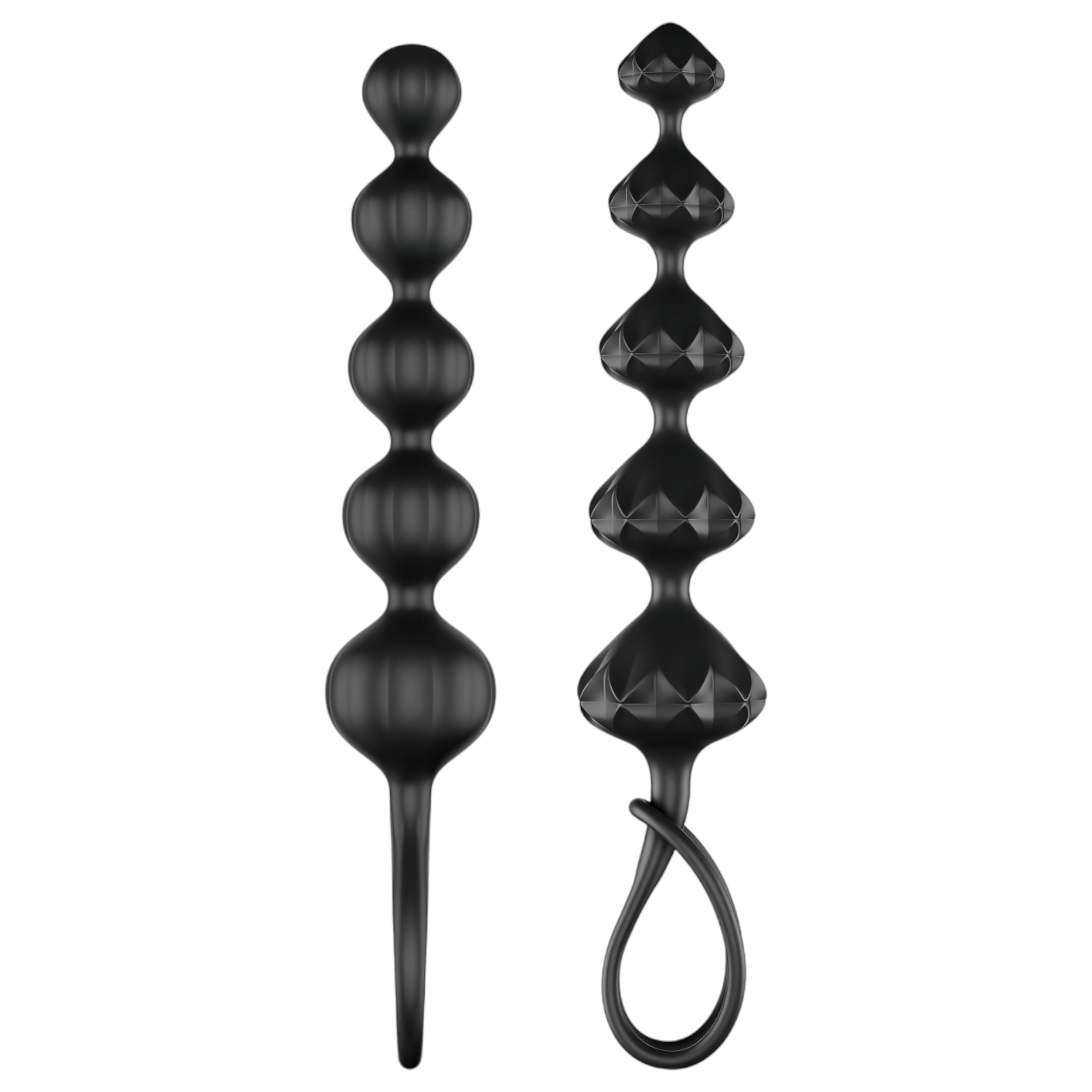 Satisfyer Love Beads – gyöngyös anál dildó szett (fekete)