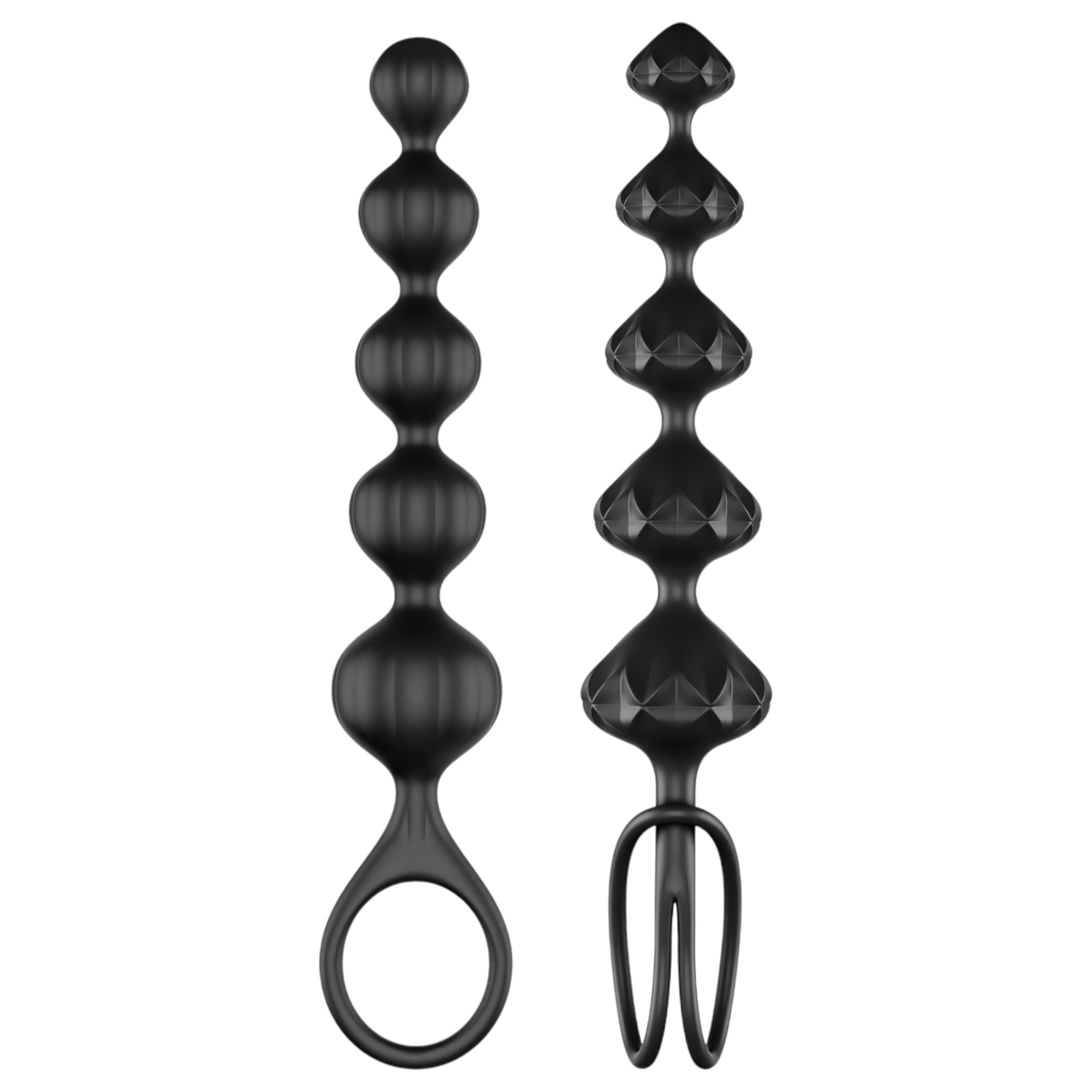 Satisfyer Love Beads – gyöngyös anál dildó szett (fekete)