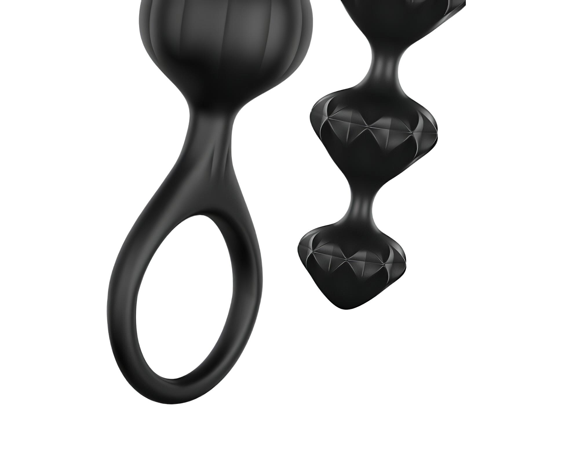 Satisfyer Love Beads – gyöngyös anál dildó szett (fekete)