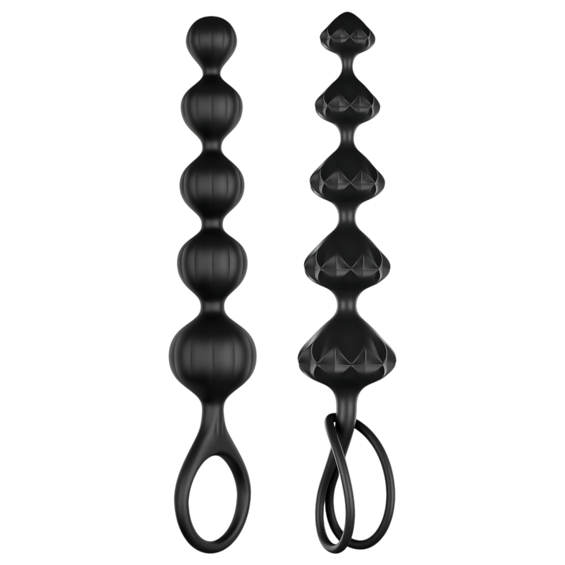 Satisfyer Love Beads – gyöngyös anál dildó szett (fekete)