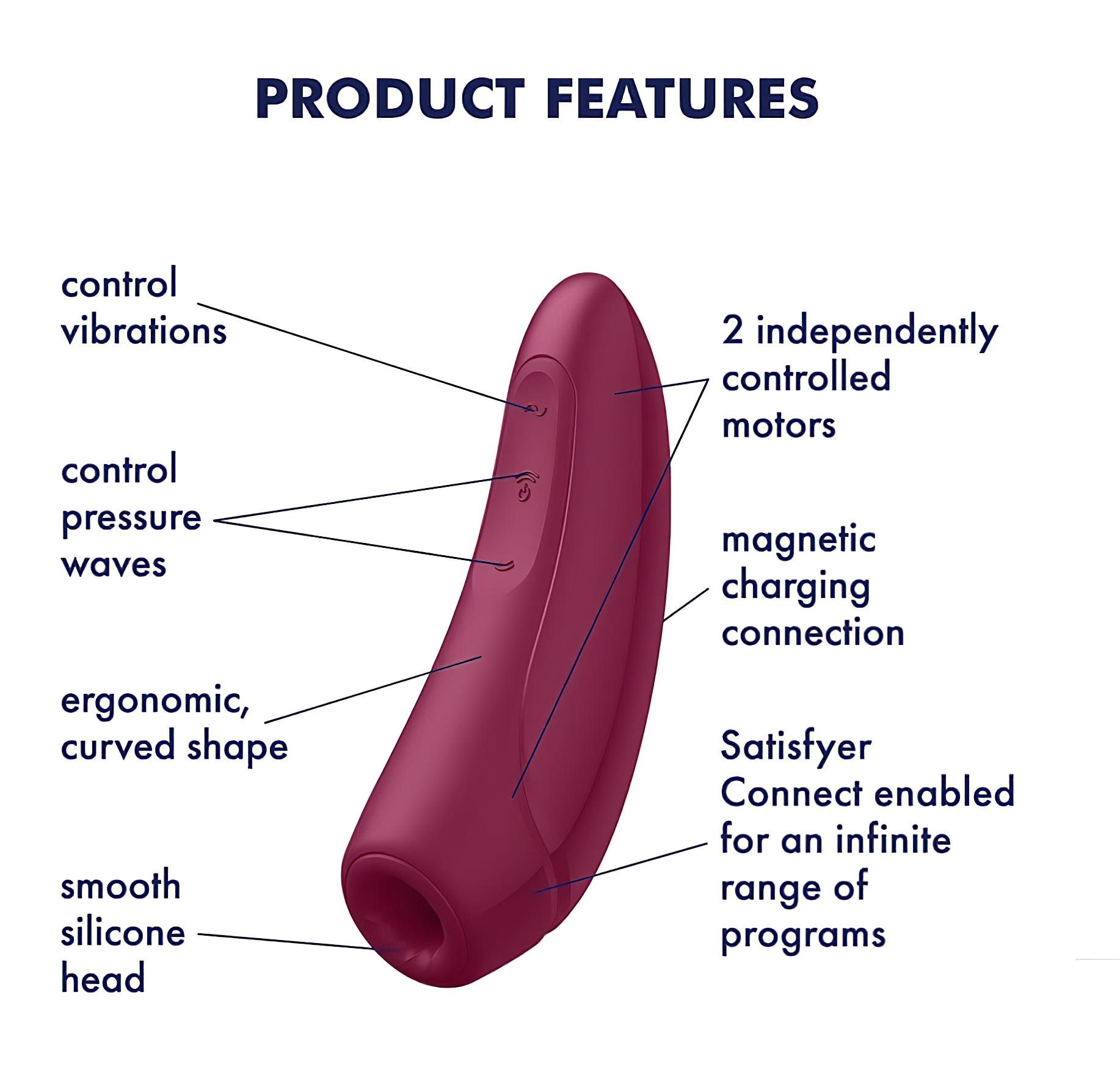 Satisfyer Curvy 1+ – okos léghullámos csiklóizgató (piros)