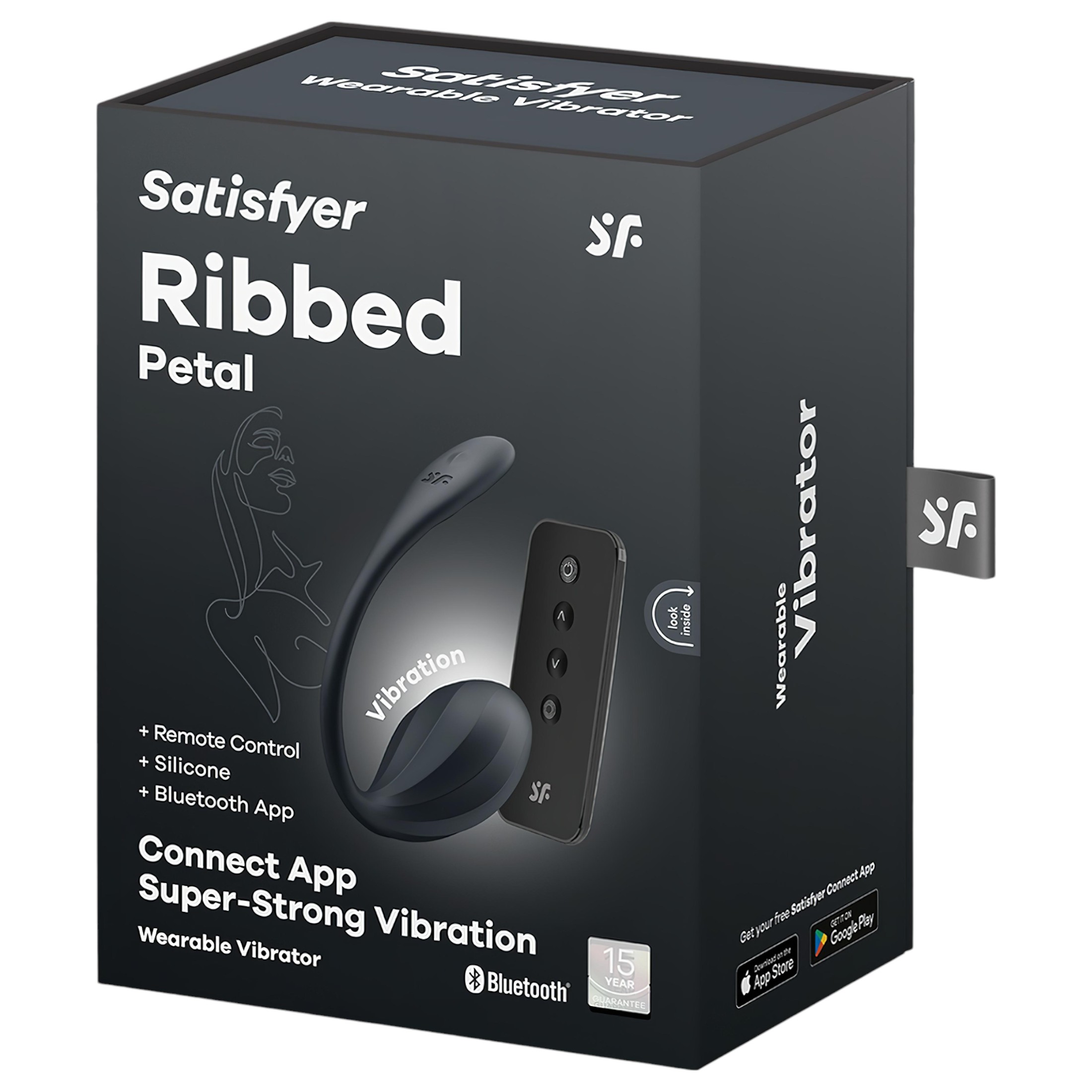 Satisfyer Ribbed Petal – rádiós vibrációs tojás (fekete)