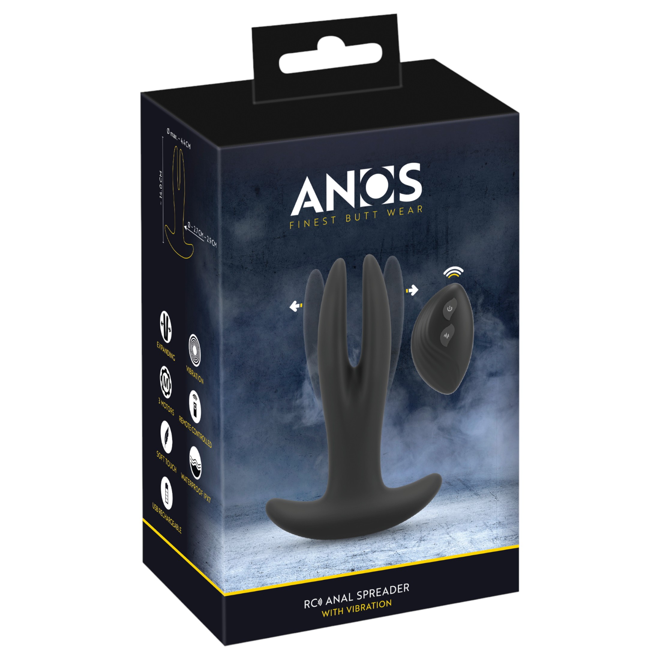 ANOS – kétágú anál vibrátor (fekete)