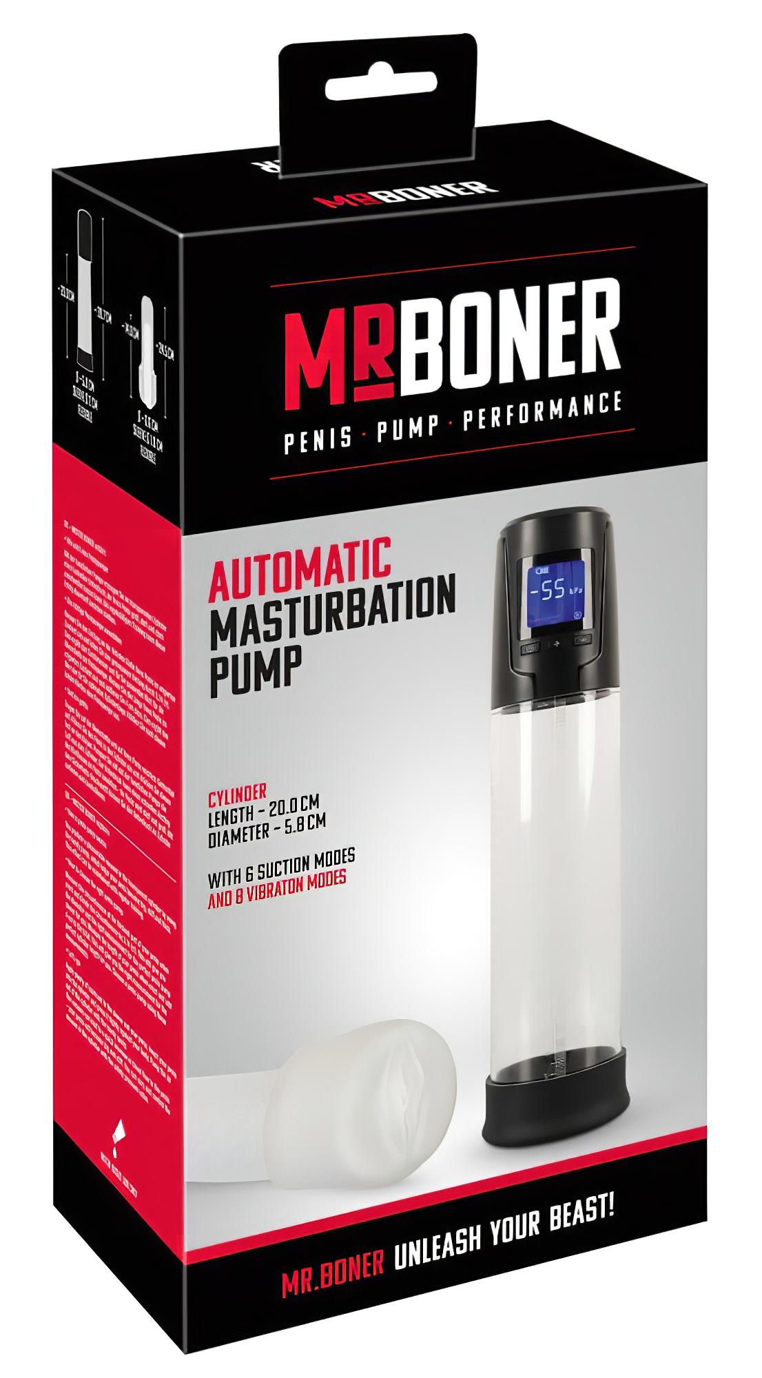 Mister Boner – akkus, automatikus péniszpumpa (fekete-átlátszó)
