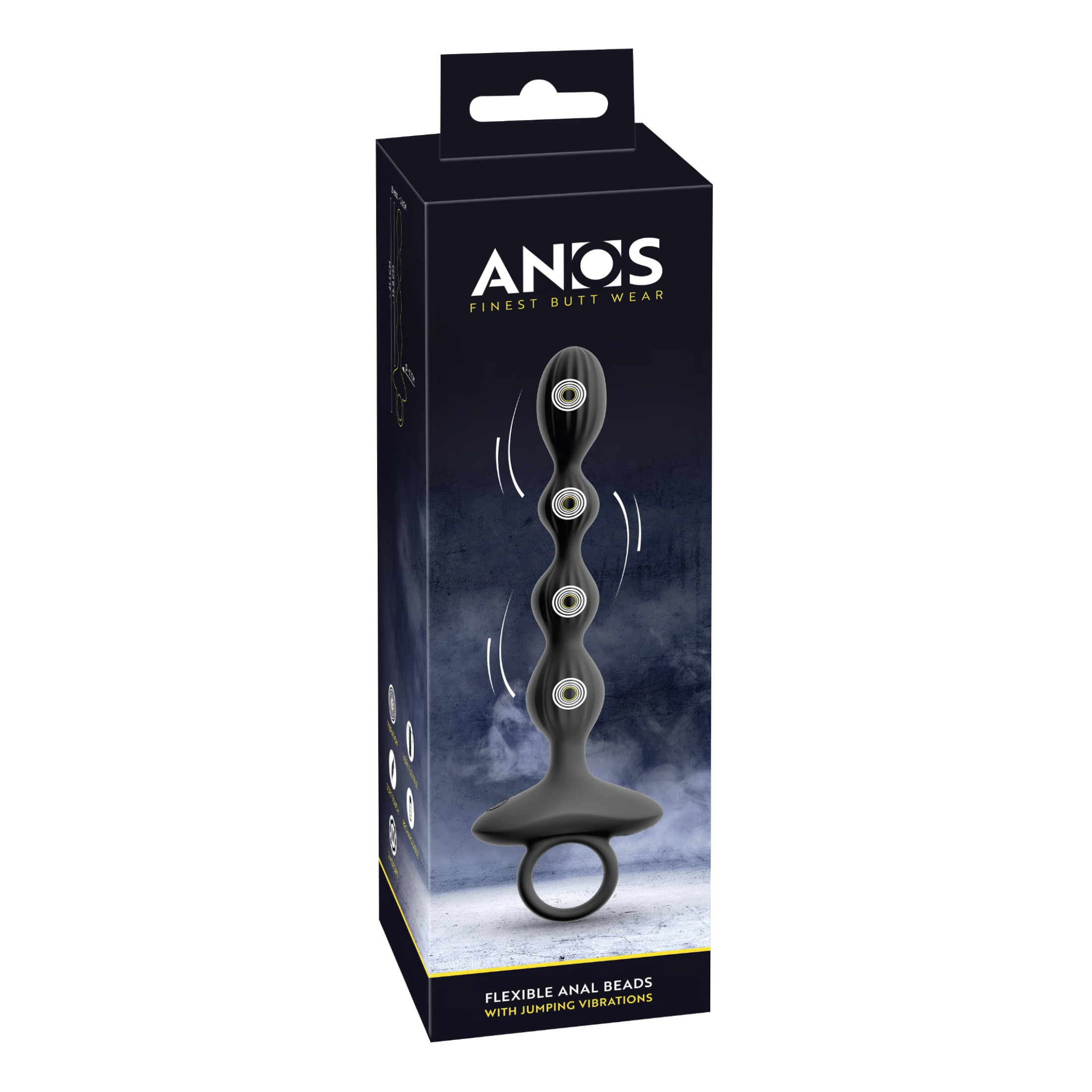 Anos – 2 motoros anál vibrátor mozgó golyókkal (fekete)