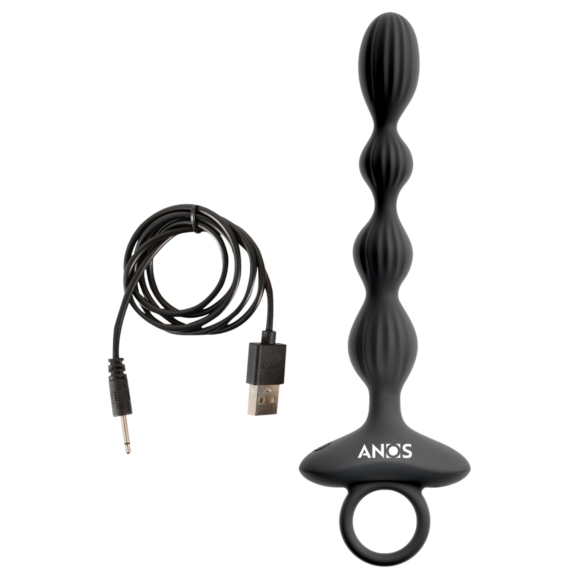Anos – 2 motoros anál vibrátor mozgó golyókkal (fekete)