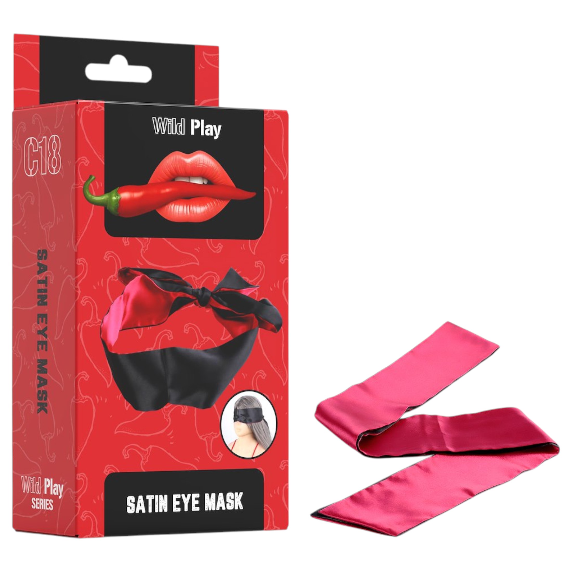 Wild Play – szatén szemkötő (fekete-pink)