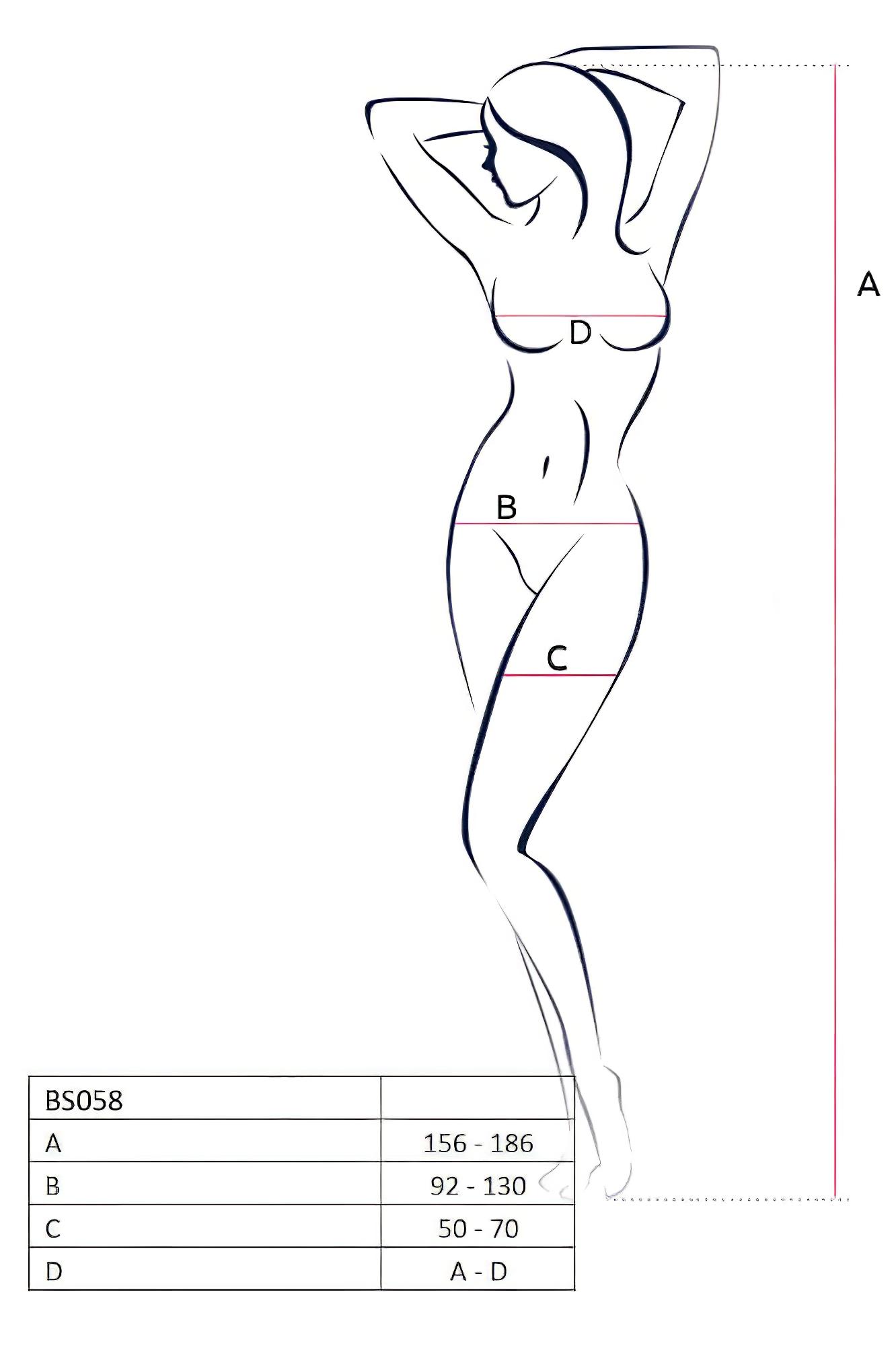 Passion BS058 – nyitott necc overál (fekete) – S-L
