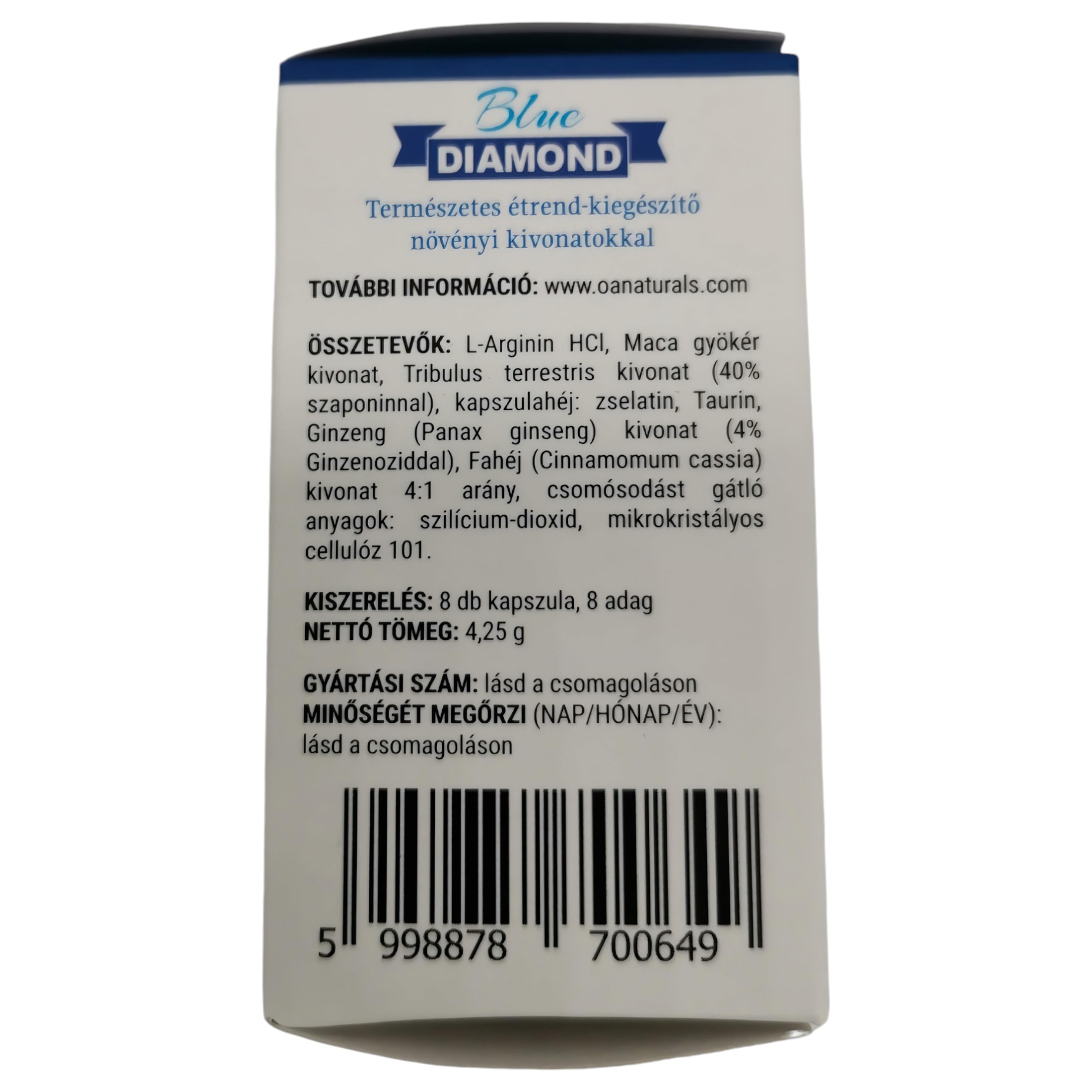 Blue Diamond – természetes étrend kiegészítő férfiaknak (8db)