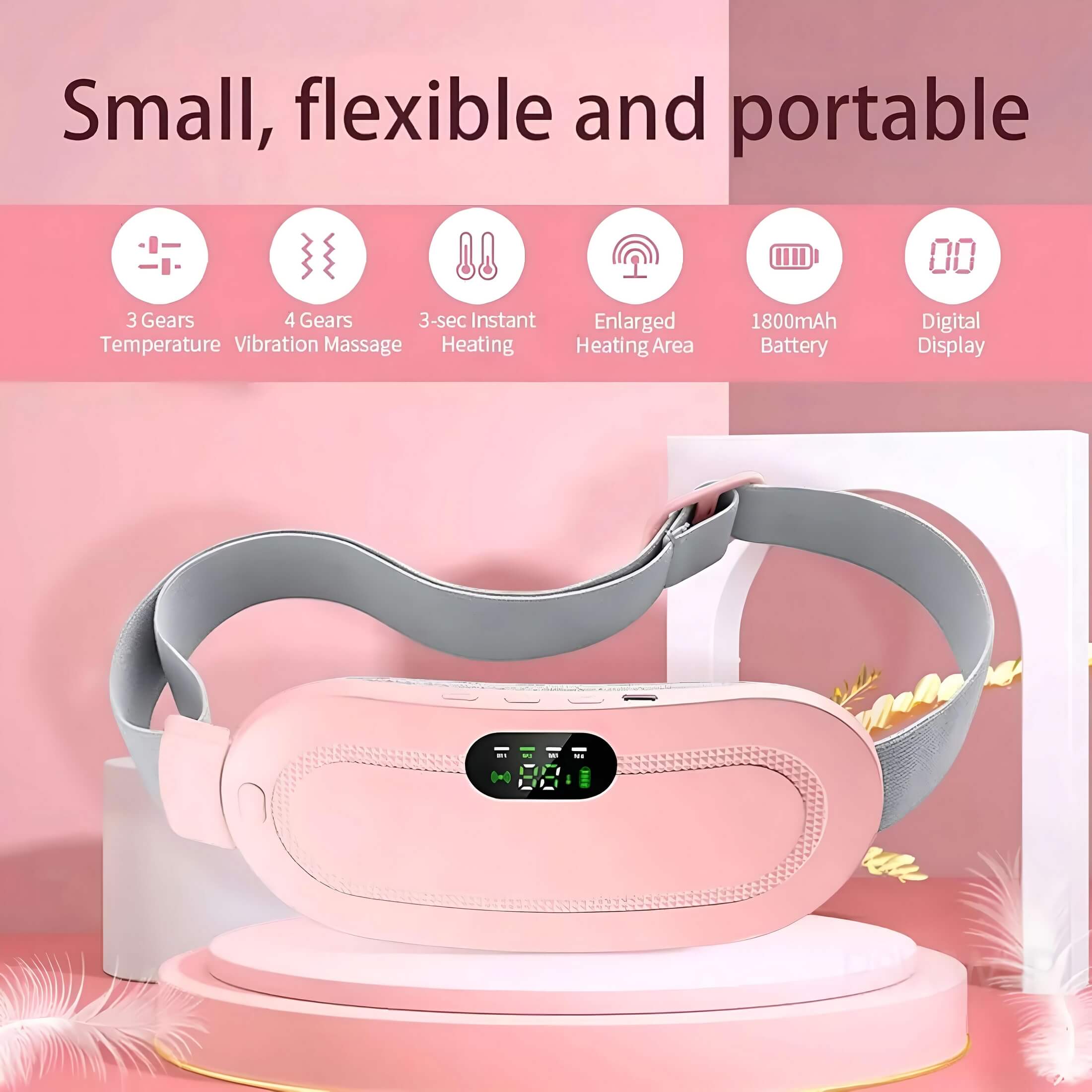 EMS – akkus, menstruációs masszírozó öv (pink)